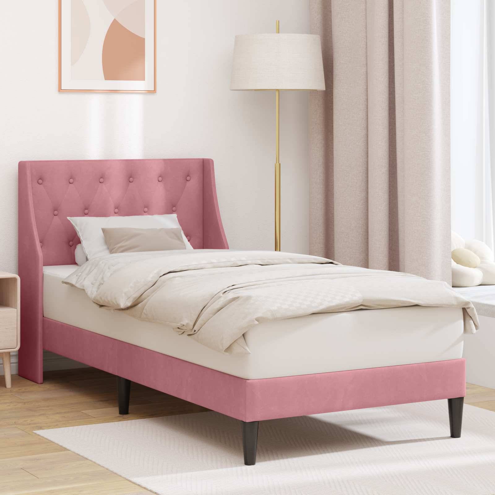 vidaXL Bettrahmen mit Kopfteil Rosa 80 x 200 cm Samt