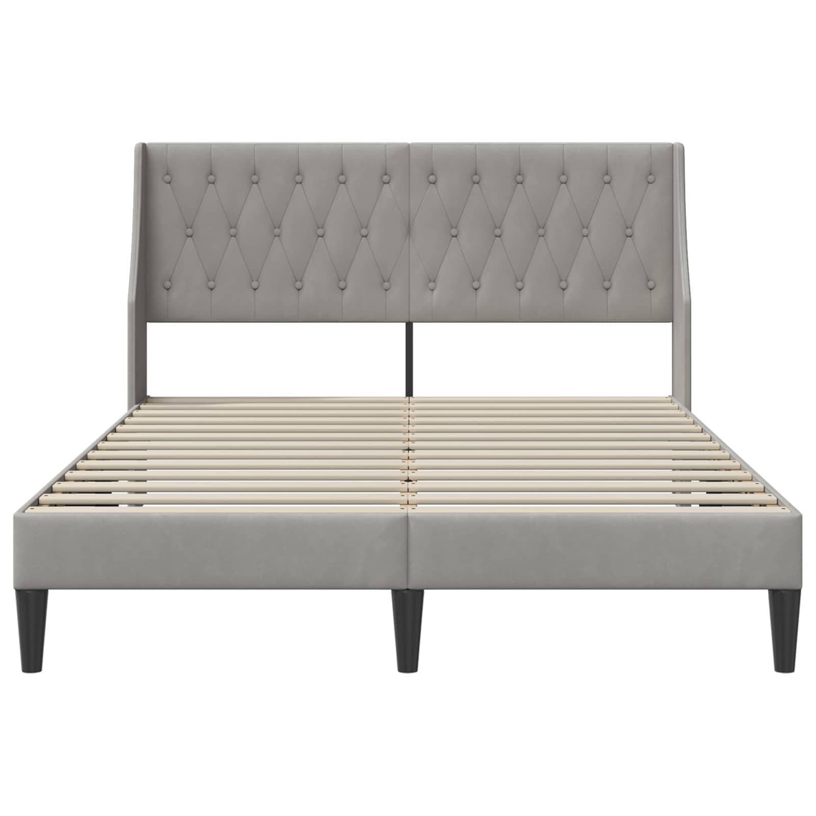 vidaXL Bettrahmen mit Kopfteil Hellgrau 140 x 190 cm Samt