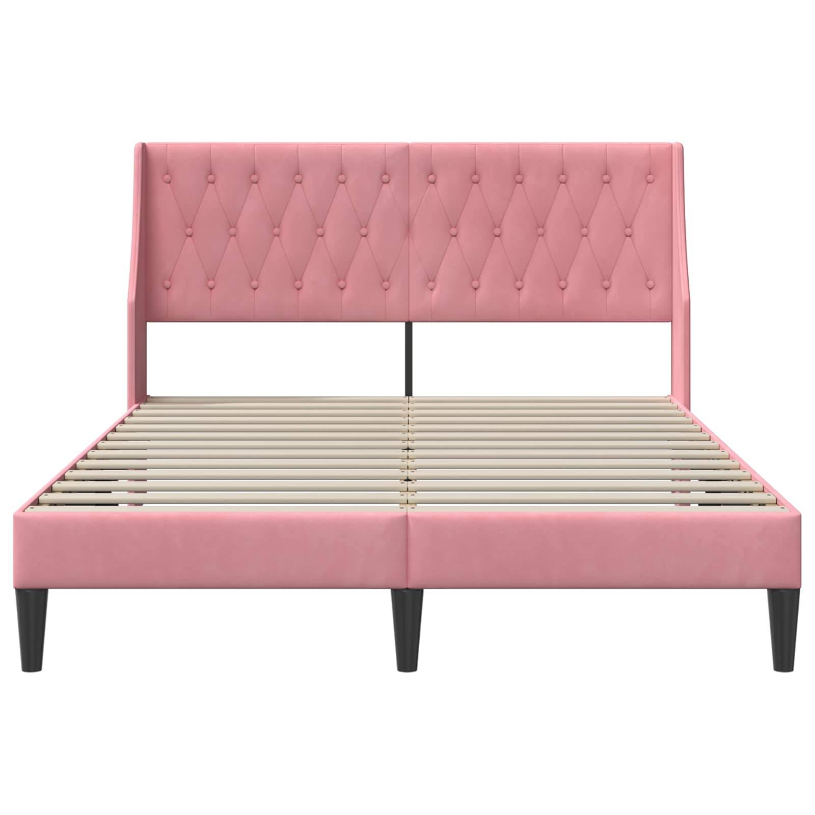 vidaXL Bettrahmen mit Kopfteil Rosa 160 x 200 cm Samt
