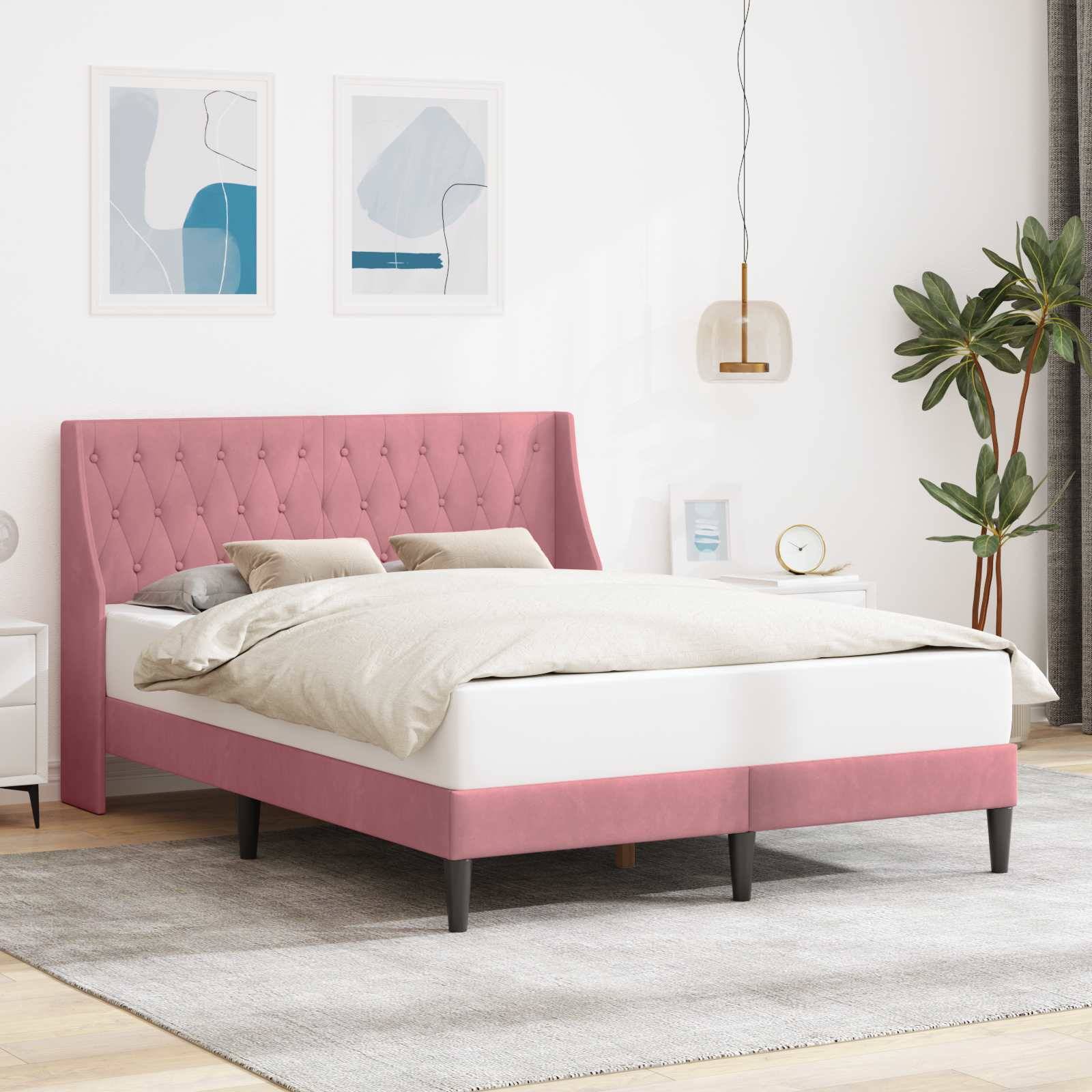 vidaXL Bettrahmen mit Kopfteil Rosa 160 x 200 cm Samt