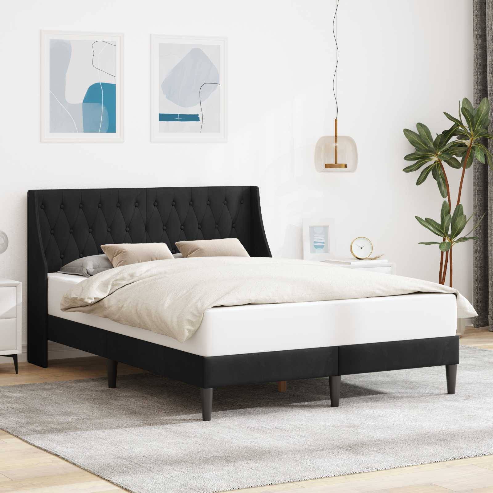 vidaXL Bettrahmen mit Kopfteil Schwarz 140 x 200 cm Samt