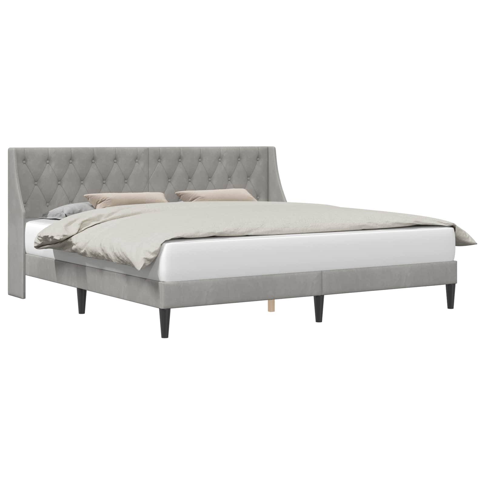 vidaXL Bettrahmen mit Kopfteil Hellgrau 200 x 200 cm Samt