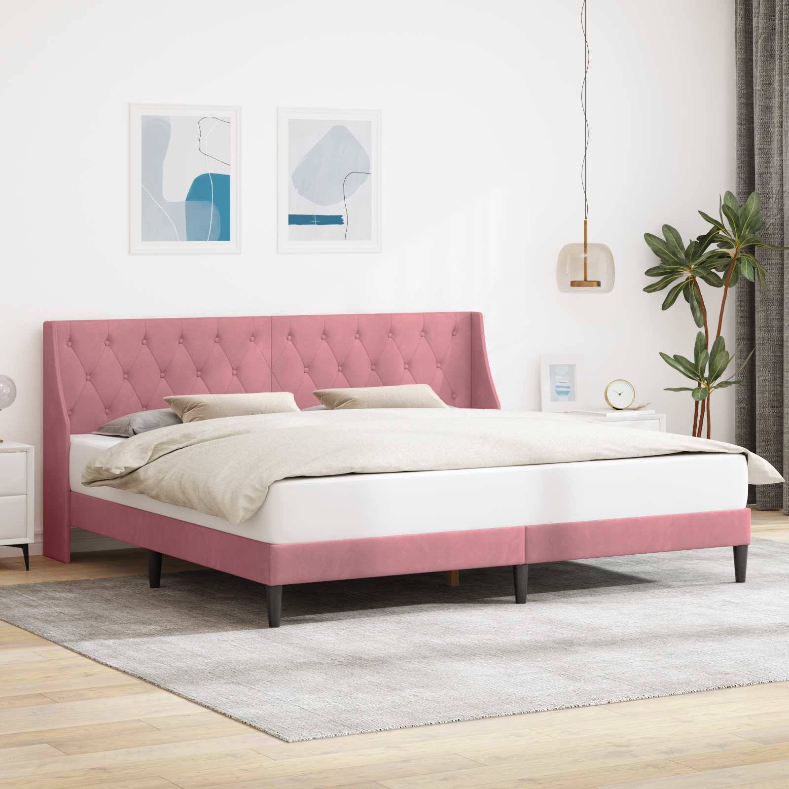 vidaXL Bettrahmen mit Kopfteil Rosa 180 x 200 cm Samt