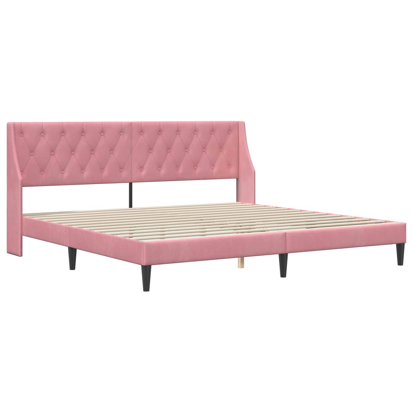 vidaXL Bettrahmen mit Kopfteil Rosa 180 x 200 cm Samt
