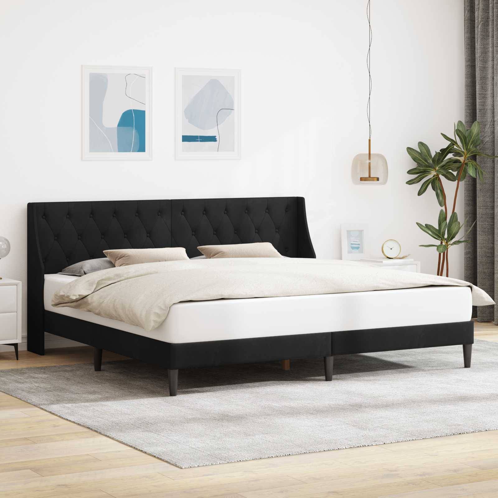 vidaXL Bettrahmen mit Kopfteil Schwarz 200 x 200 cm Samt