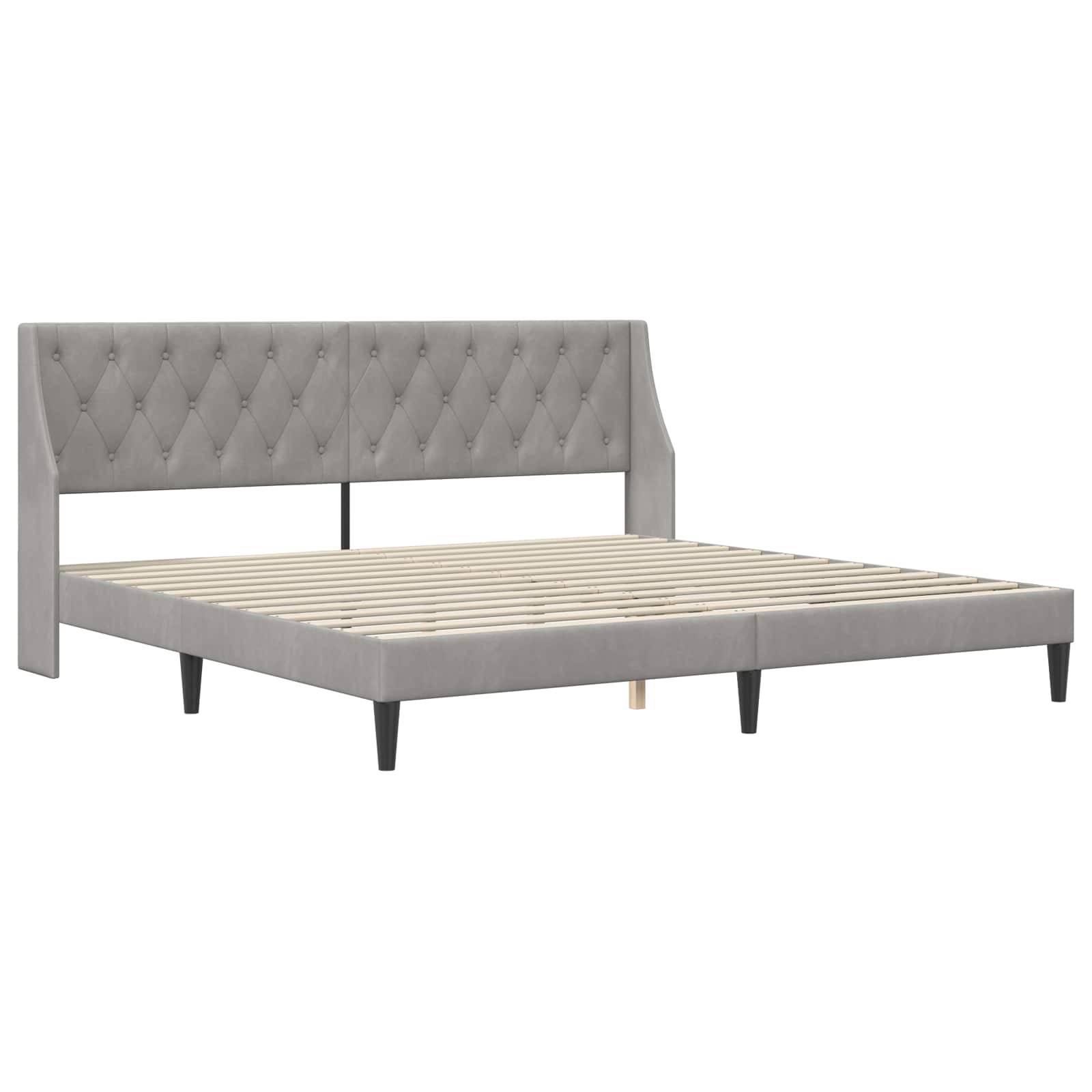 vidaXL Bettgestell mit Matratze Hellgrau 180 x 200 cm Samt