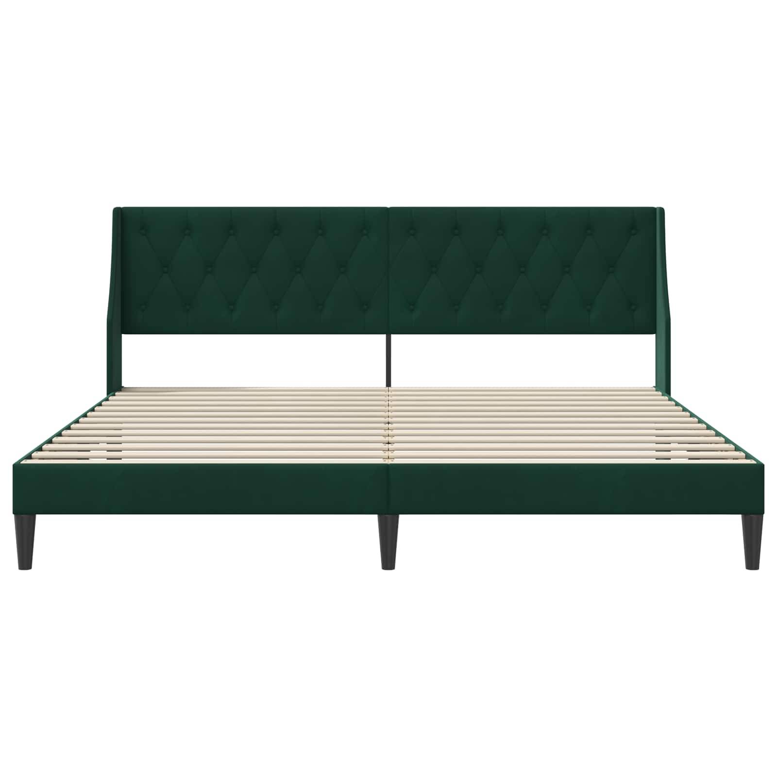 vidaXL Bettrahmen mit Kopfteil Dunkelgrün 200 x 200 cm Samt