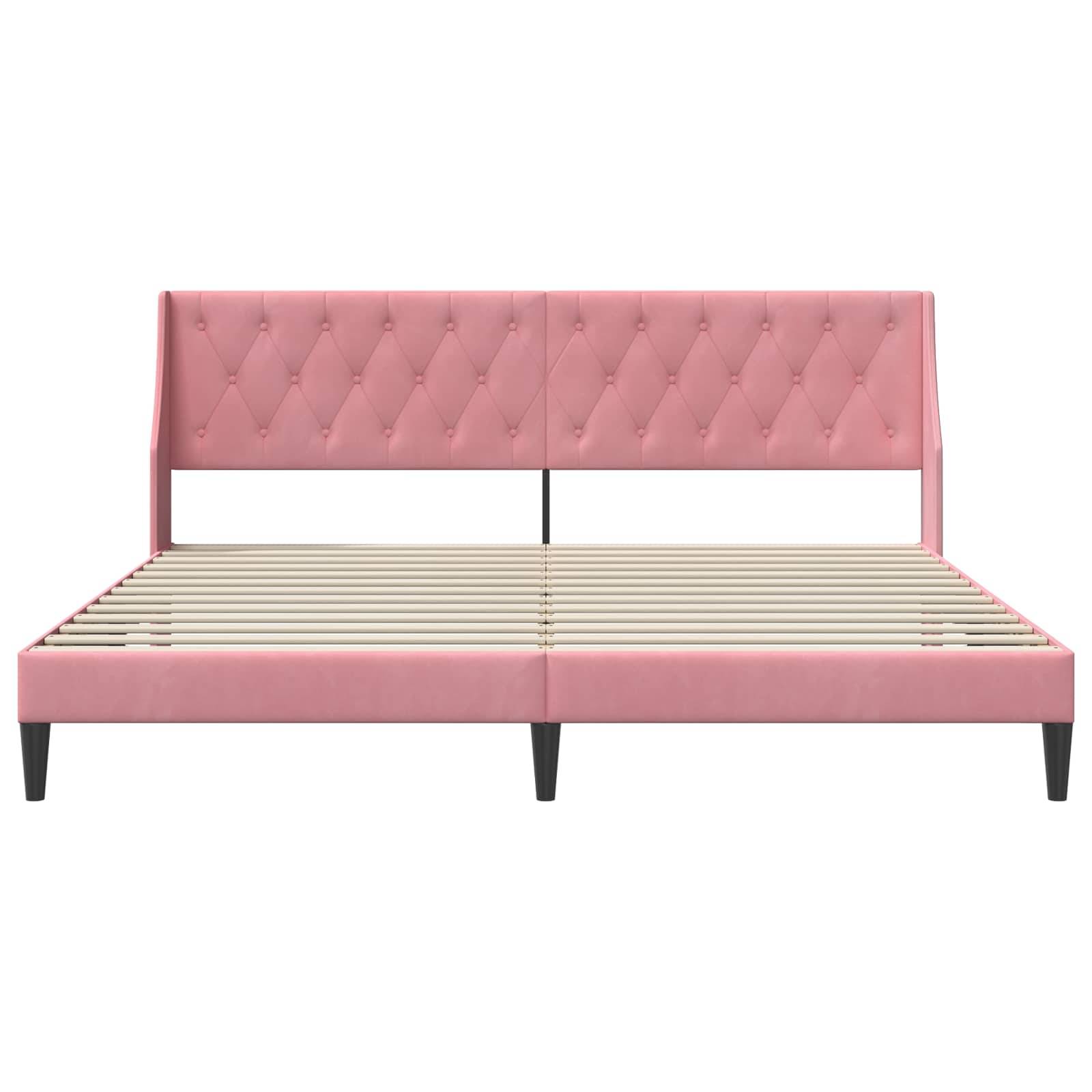vidaXL Bettrahmen mit Kopfteil Rosa 180 x 200 cm Samt