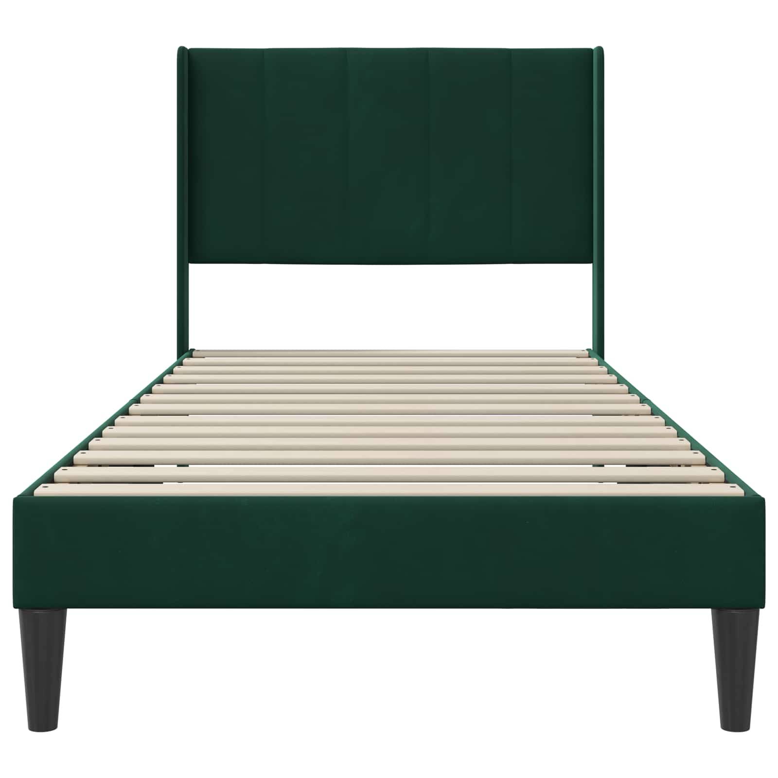 vidaXL Bettrahmen mit Kopfteil Dunkelgrün 100 x 200 cm Samt