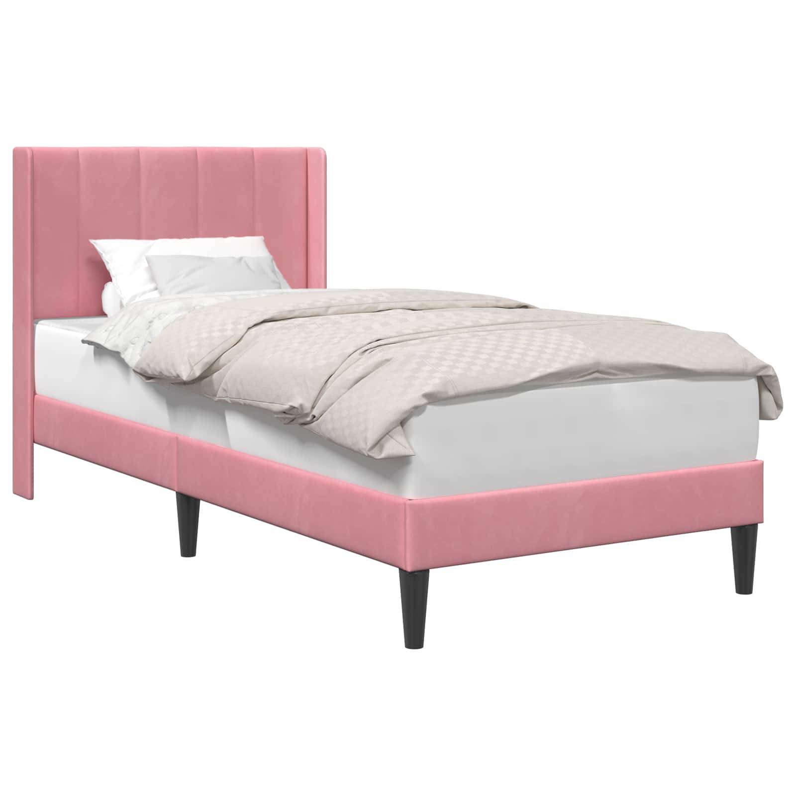 vidaXL Bettrahmen mit Kopfteil Rosa 100 x 200 cm Samt