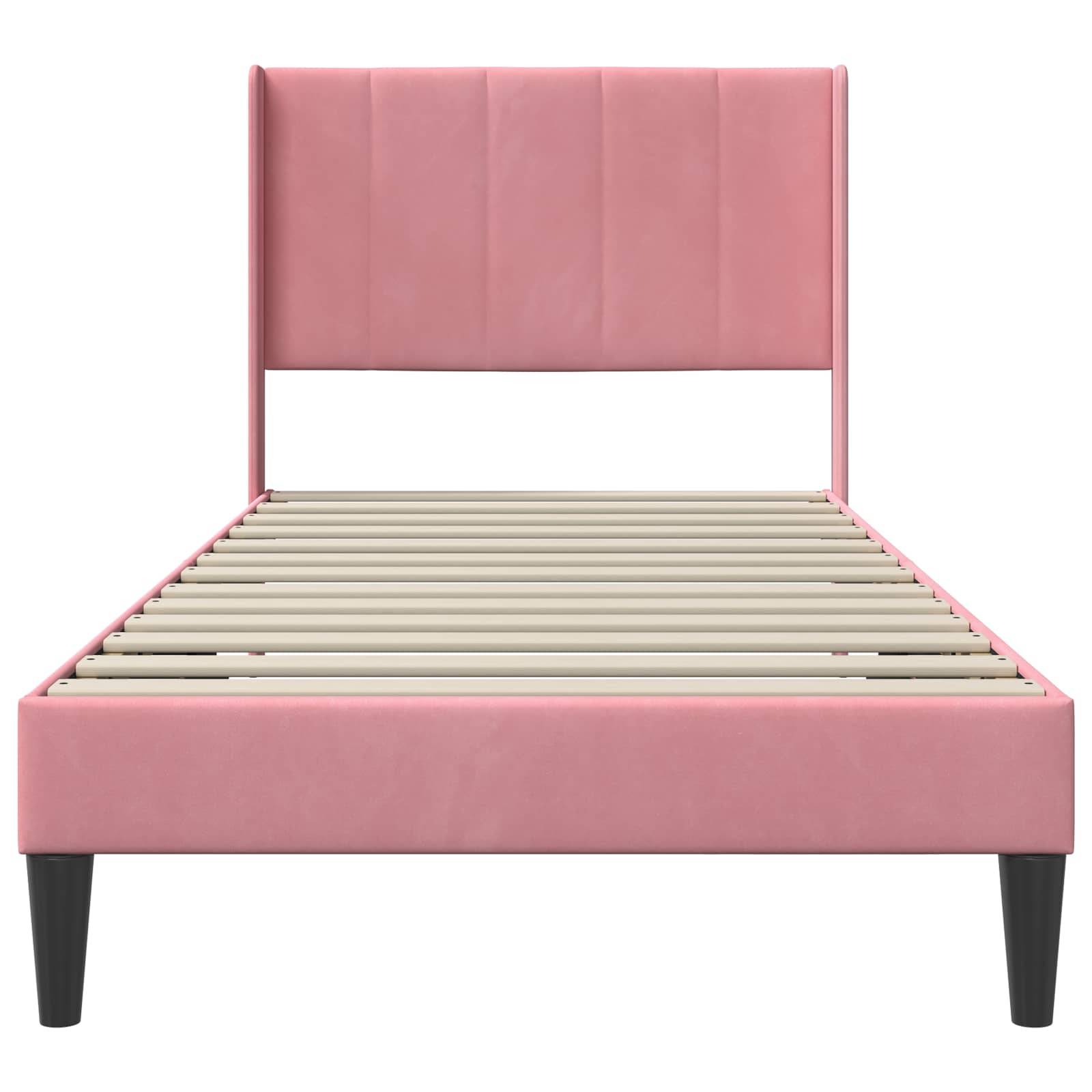 vidaXL Bettrahmen mit Kopfteil Rosa 100 x 200 cm Samt