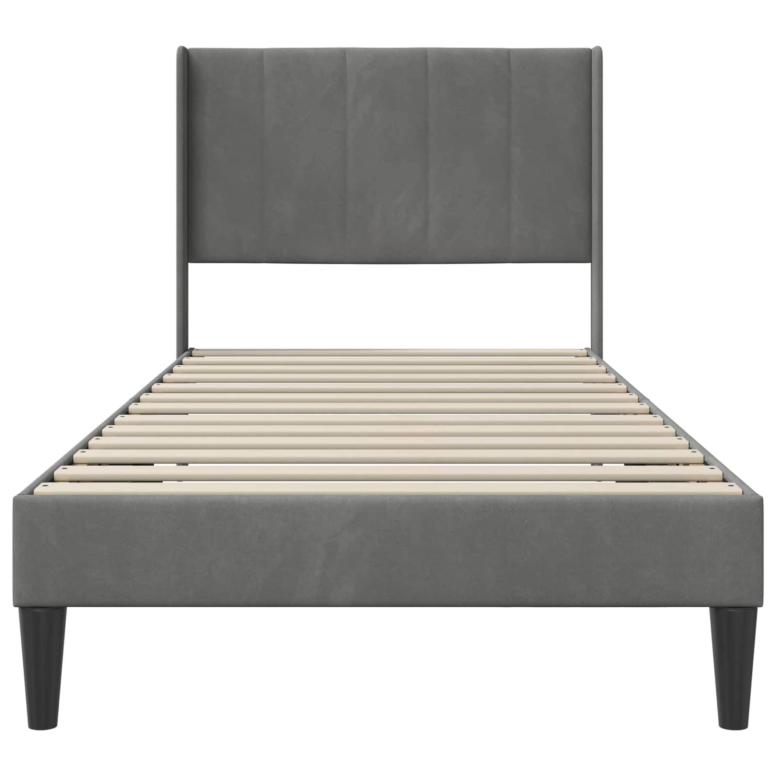 vidaXL Bettrahmen mit Kopfteil Dunkelgrau 100 x 203 cm Samt
