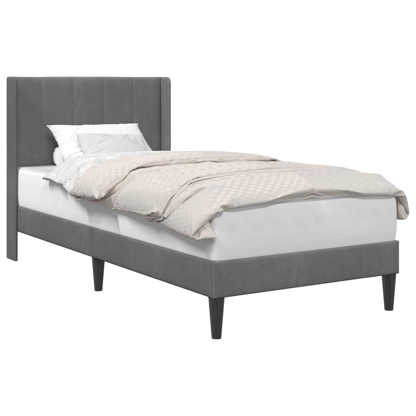 vidaXL Bettrahmen mit Kopfteil Dunkelgrau 100 x 203 cm Samt