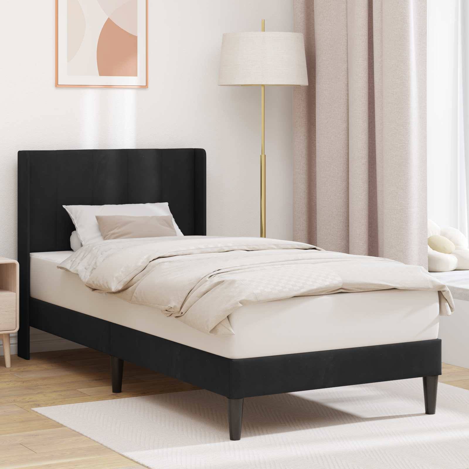 vidaXL Bettrahmen mit Kopfteil Schwarz 100 x 200 cm Samt