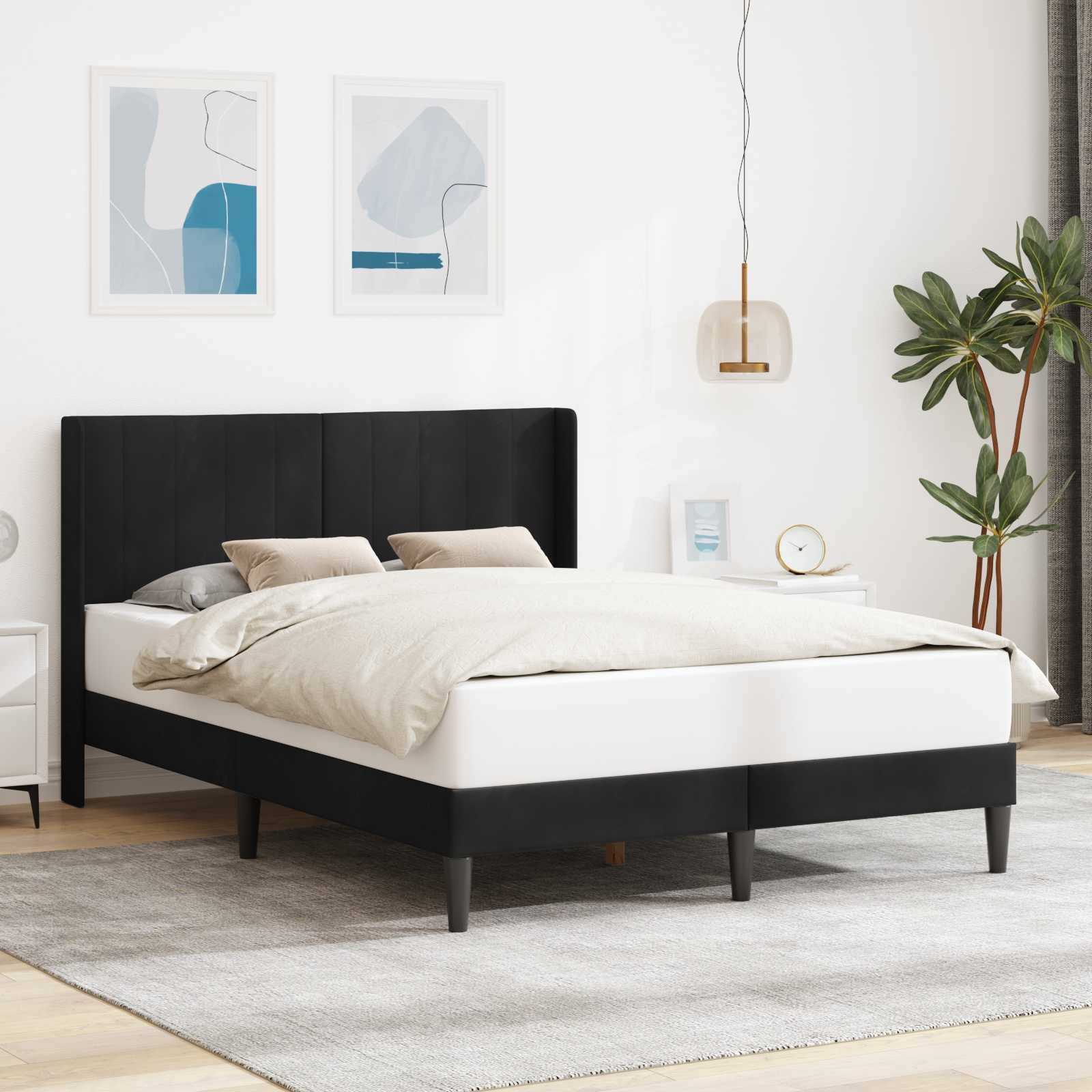 vidaXL Bettrahmen mit Kopfteil Schwarz 160 x 200 cm Samt