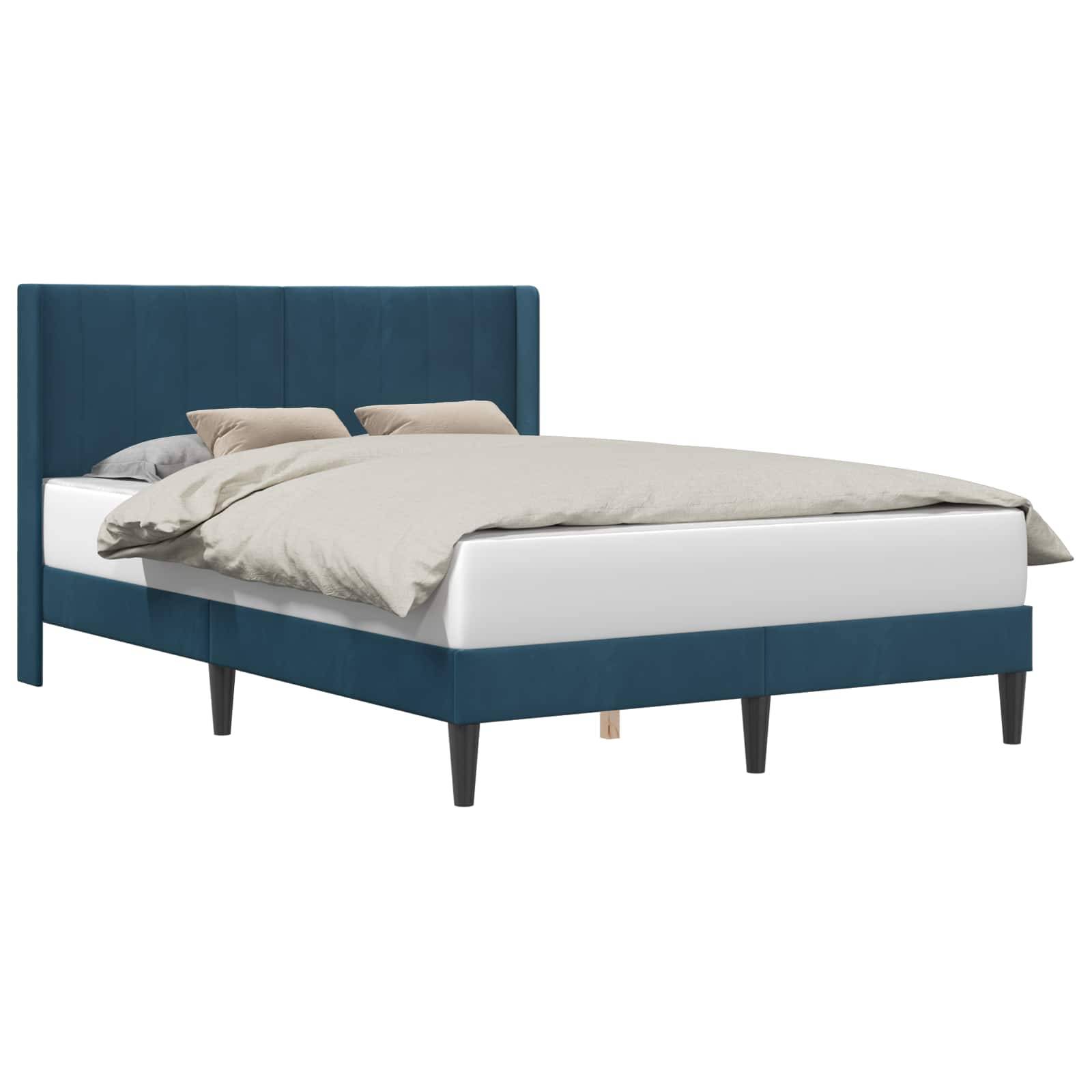 vidaXL Bettrahmen mit Kopfteil Blau 140 x 190 cm Samt