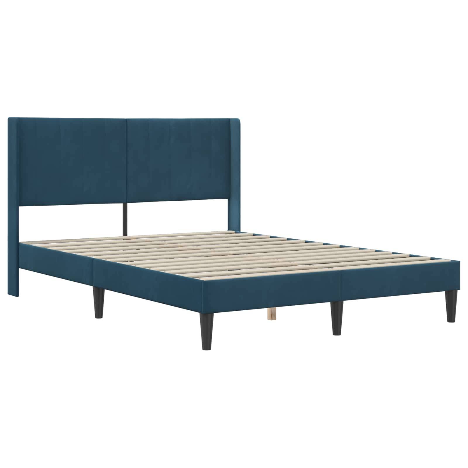 vidaXL Bettrahmen mit Kopfteil Blau 140 x 190 cm Samt