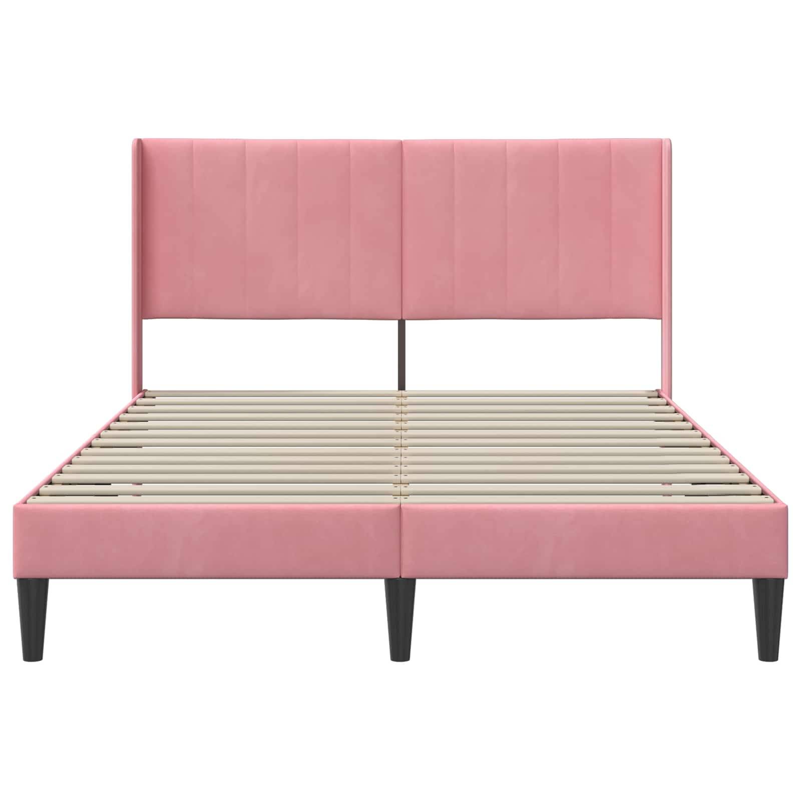 vidaXL Bettrahmen mit Kopfteil Rosa 140 x 190 cm Samt