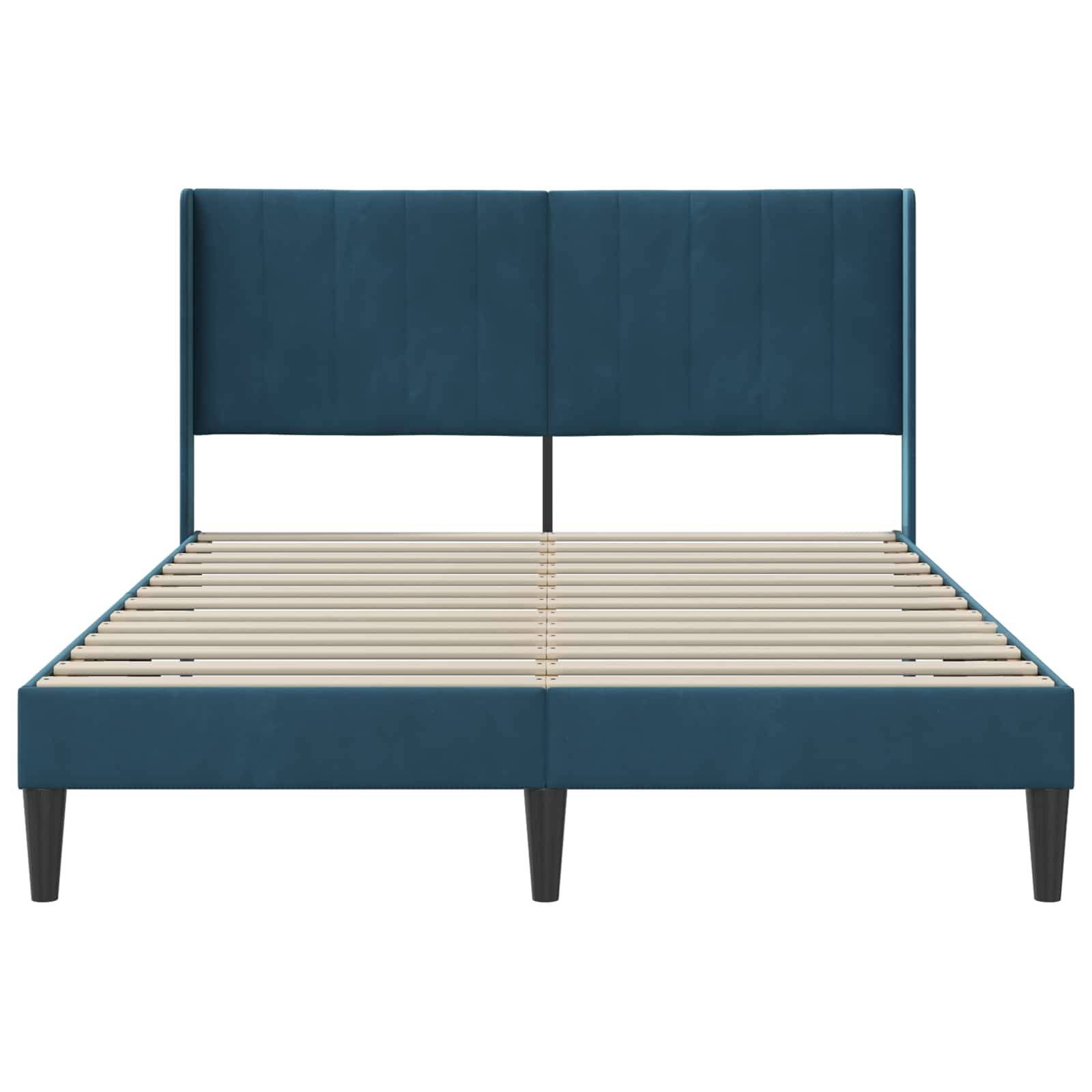 vidaXL Bettrahmen mit Kopfteil Blau 140 x 190 cm Samt