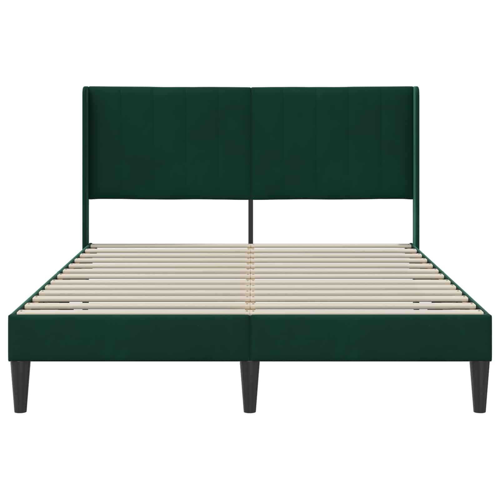 vidaXL Bettrahmen mit Kopfteil Dunkelgrün 120 x 200 cm Samt