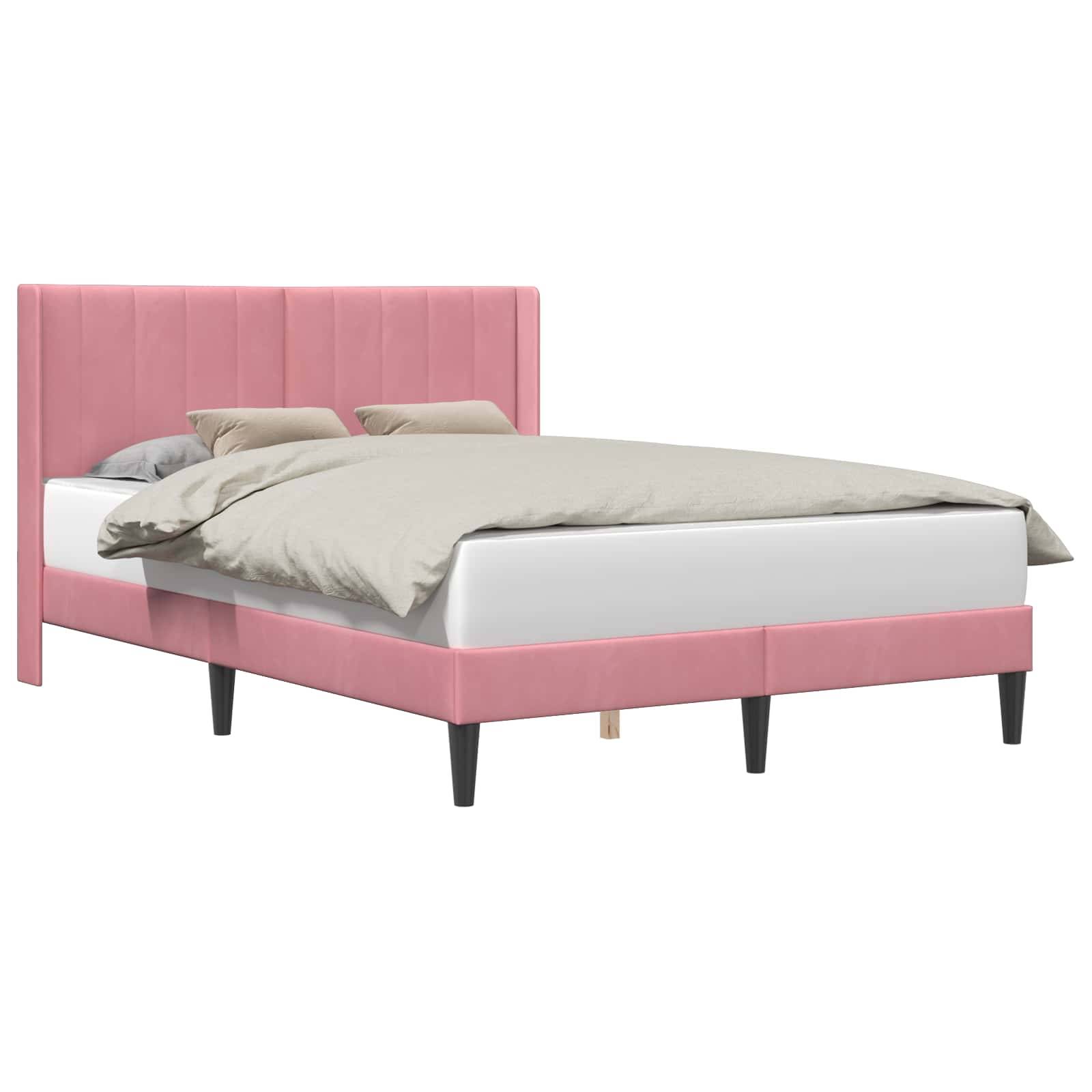 vidaXL Bettrahmen mit Kopfteil Rosa 140 x 190 cm Samt