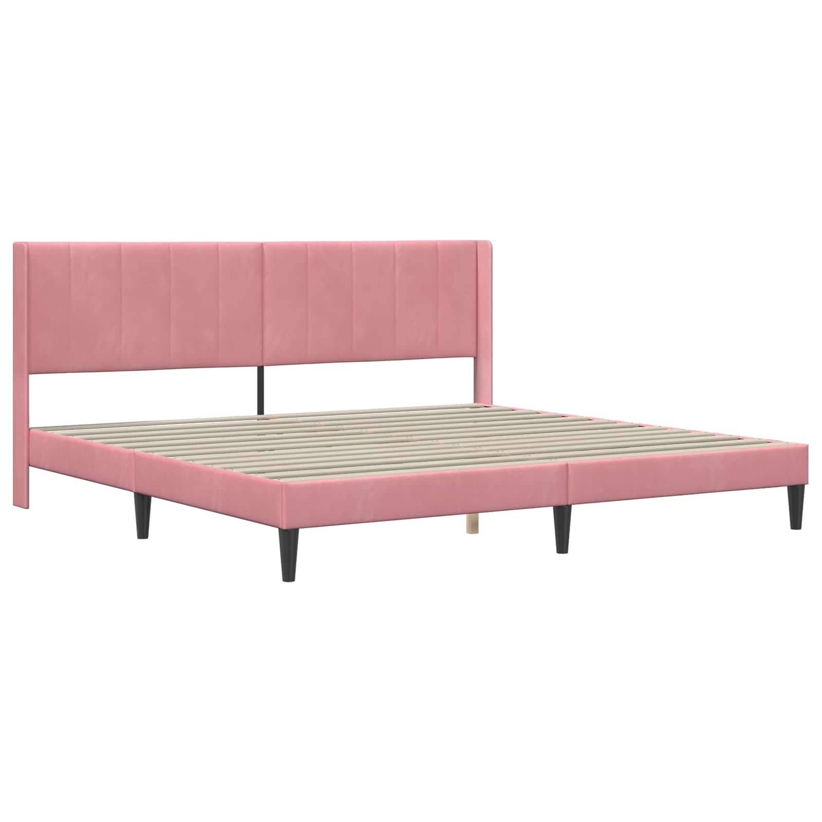 vidaXL Bettrahmen mit Kopfteil Rosa 200 x 200 cm Samt