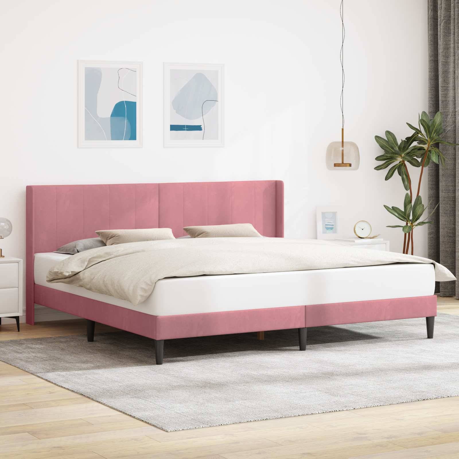 vidaXL Bettrahmen mit Kopfteil Rosa 200 x 200 cm Samt