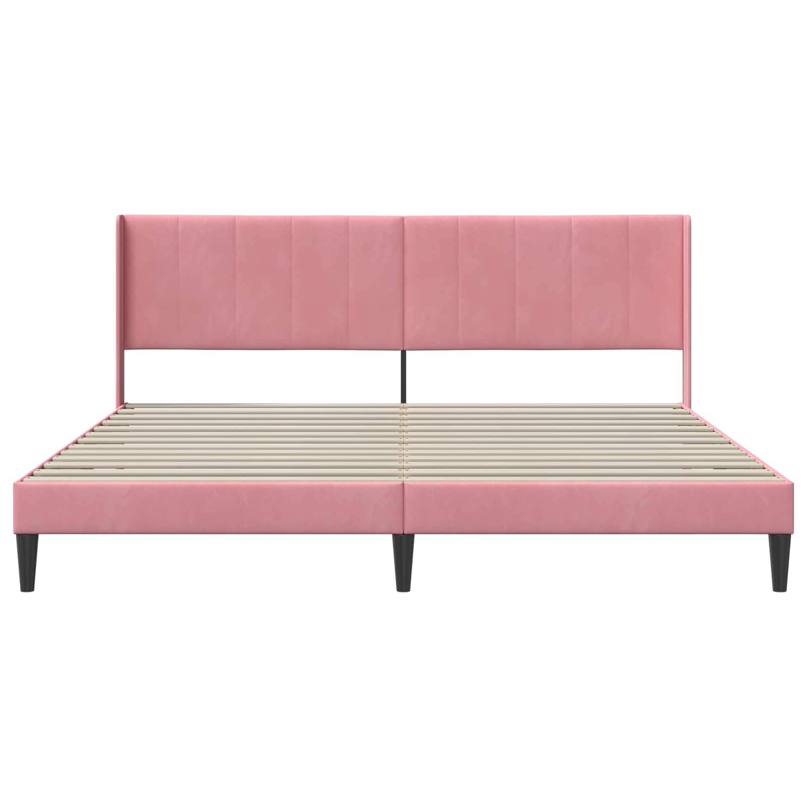 vidaXL Bettrahmen mit Kopfteil Rosa 200 x 200 cm Samt