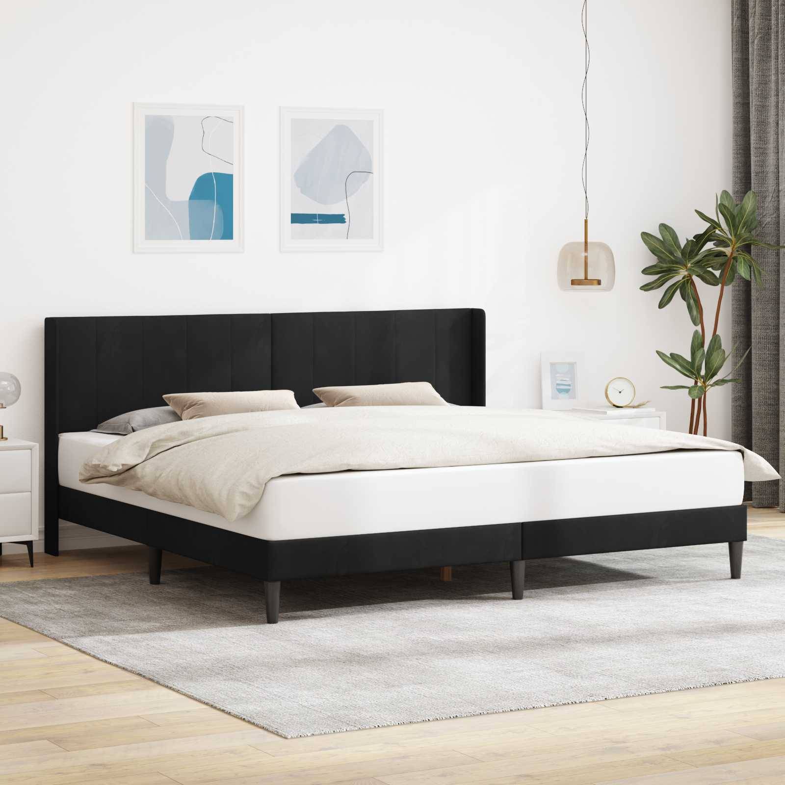 vidaXL Bettrahmen mit Kopfteil Schwarz 200 x 200 cm Samt