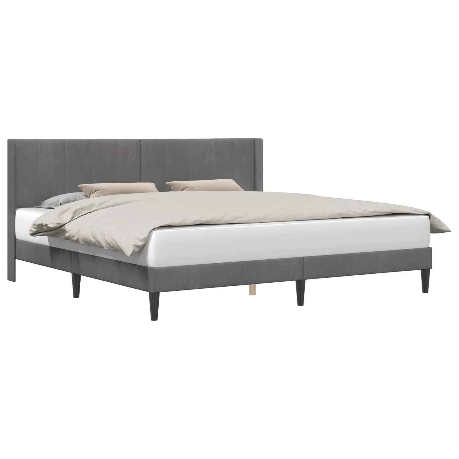 vidaXL Bettrahmen mit Kopfteil Dunkelgrau 200 x 200 cm Samt