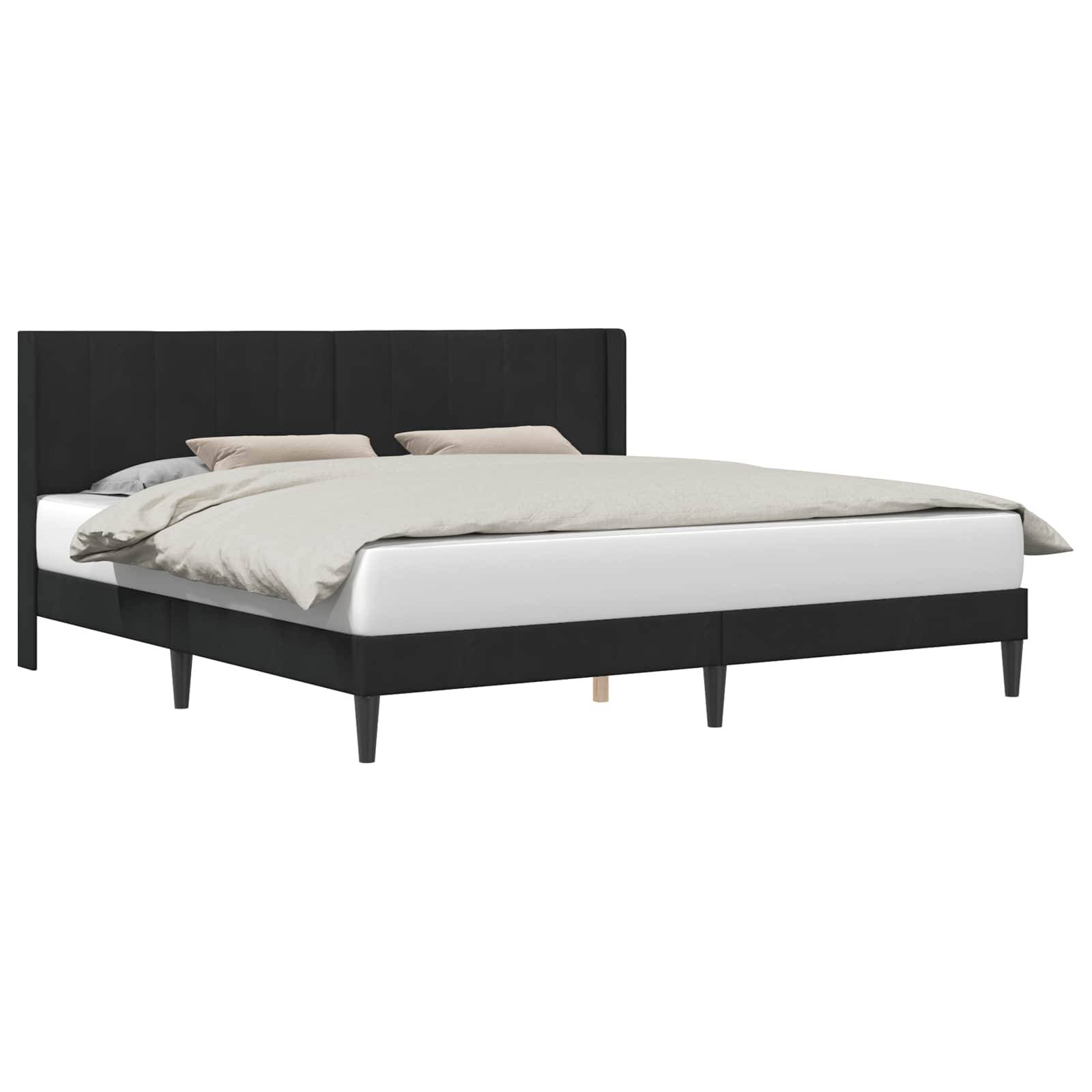 vidaXL Bettrahmen mit Kopfteil Schwarz 200 x 200 cm Samt