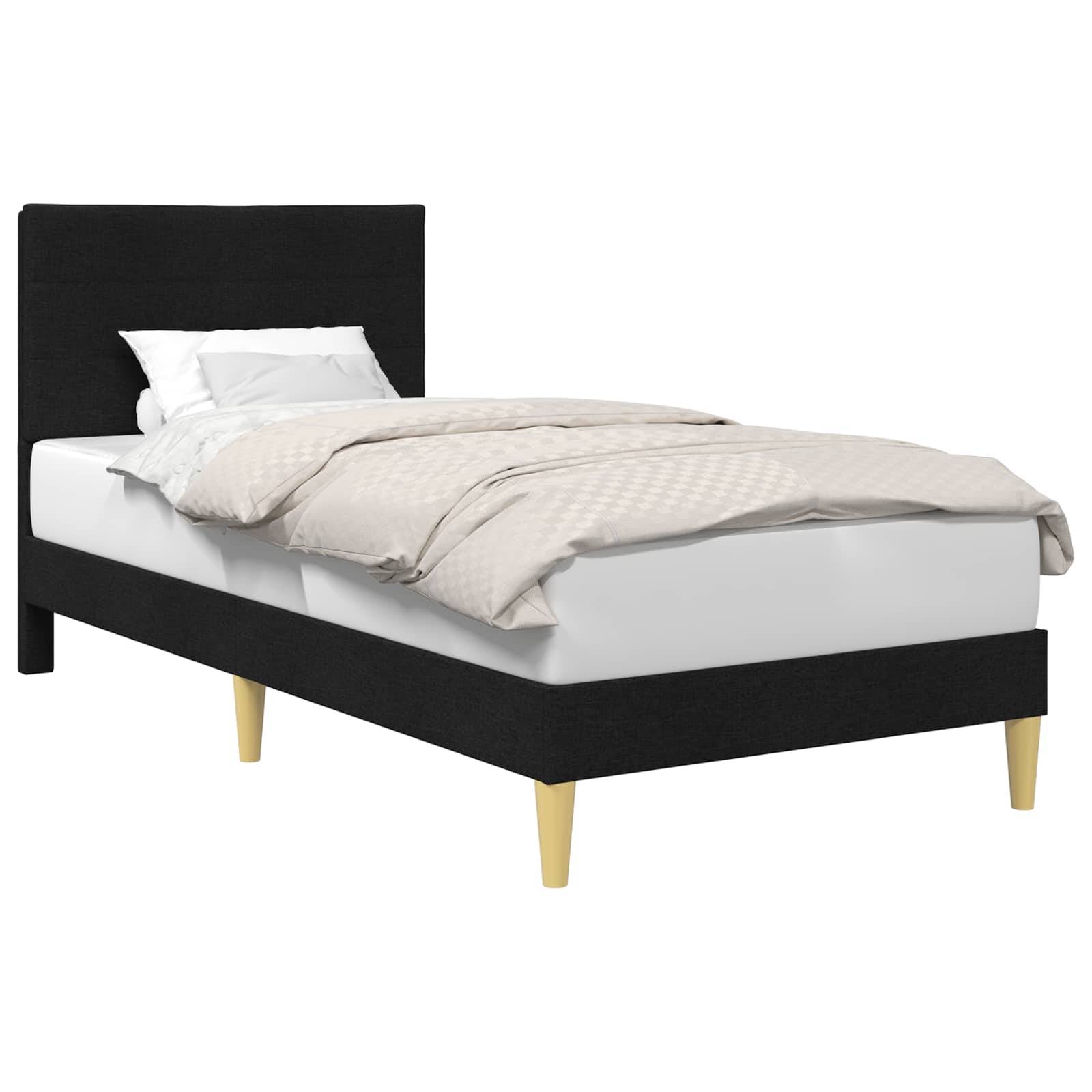 vidaXL Bettrahmen mit Kopfteil Schwarz 90 x 190 cm Stoff