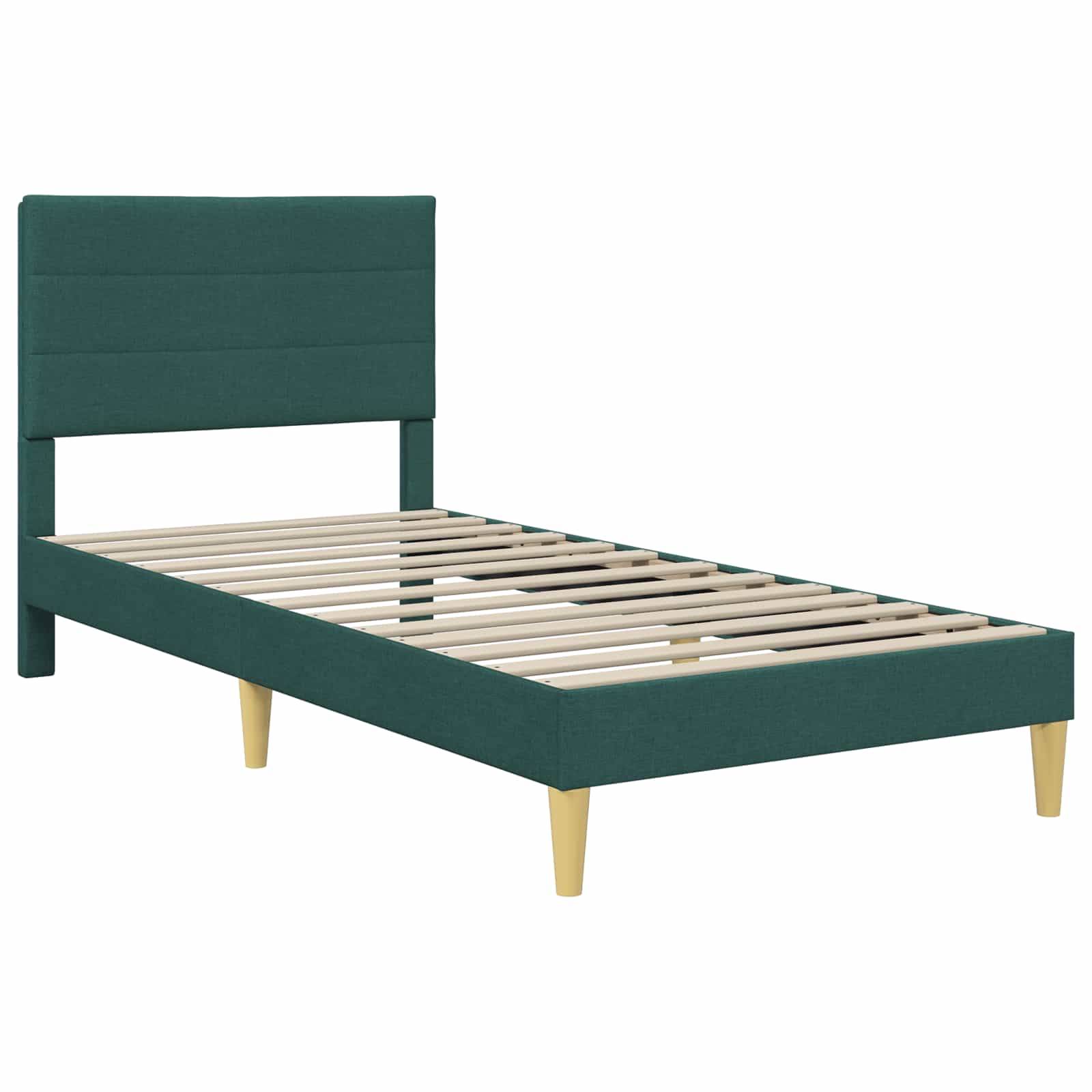 vidaXL Bettrahmen mit Kopfteil Dunkelgrün 90 x 190 cm Stoff