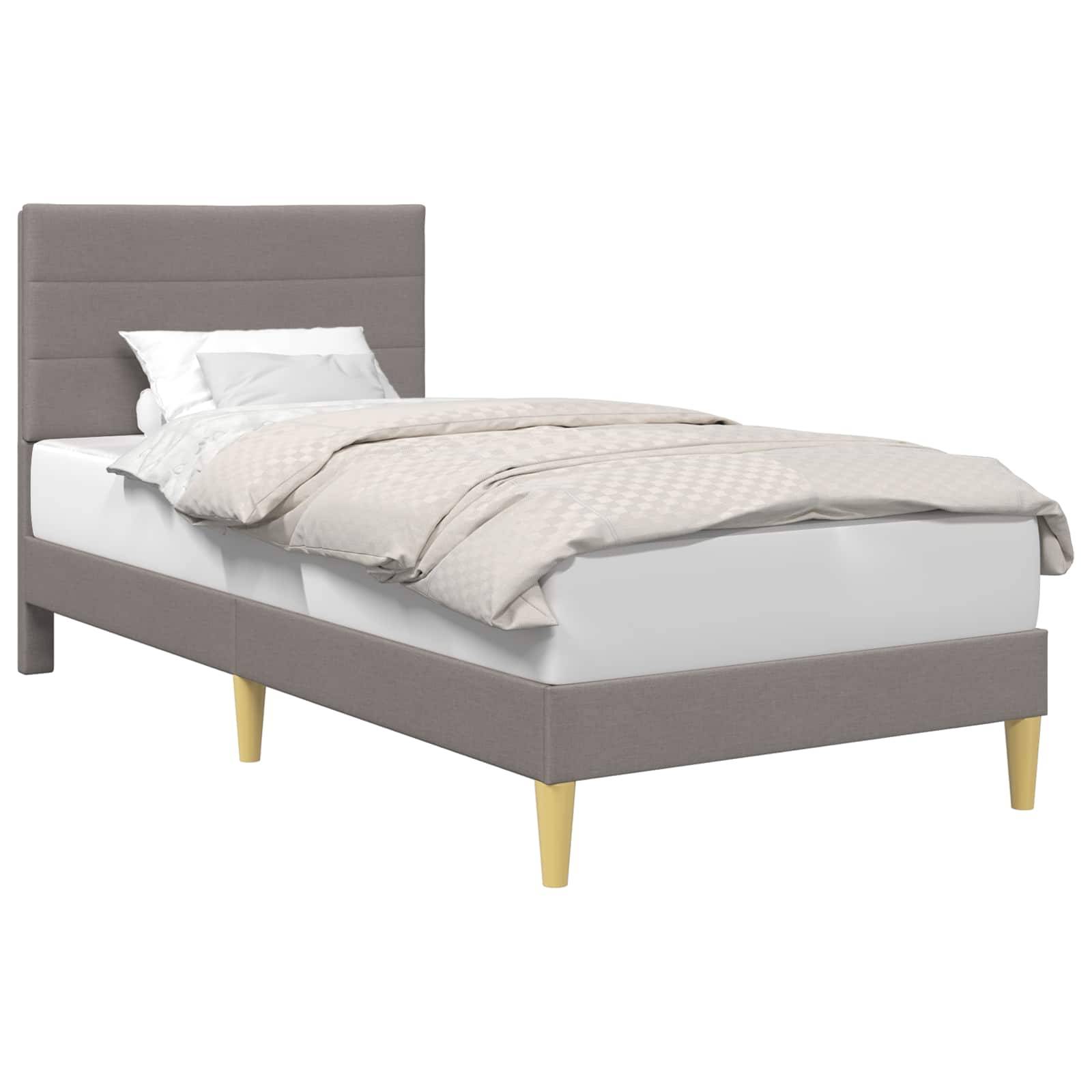vidaXL Bettrahmen mit Kopfteil Taupe 90 x 200 cm Stoff