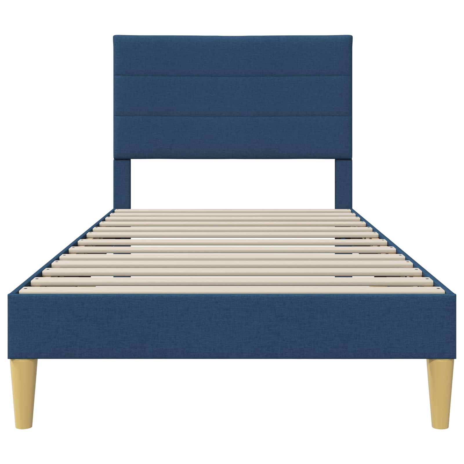 vidaXL Bettrahmen mit Kopfteil Blau 80 x 200 cm Stoff