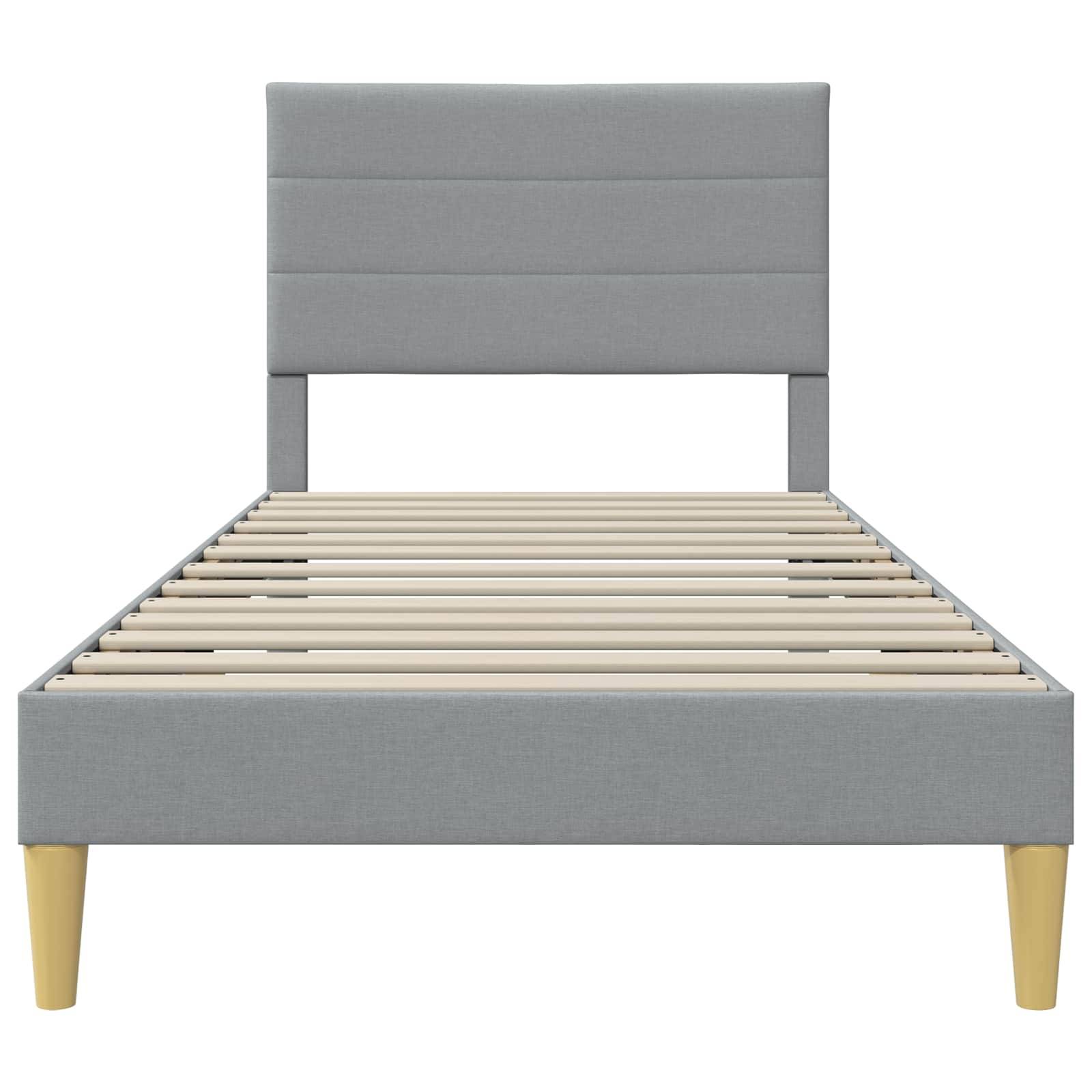 vidaXL Bettrahmen mit Kopfteil Hellgrau 90 x 200 cm Stoff