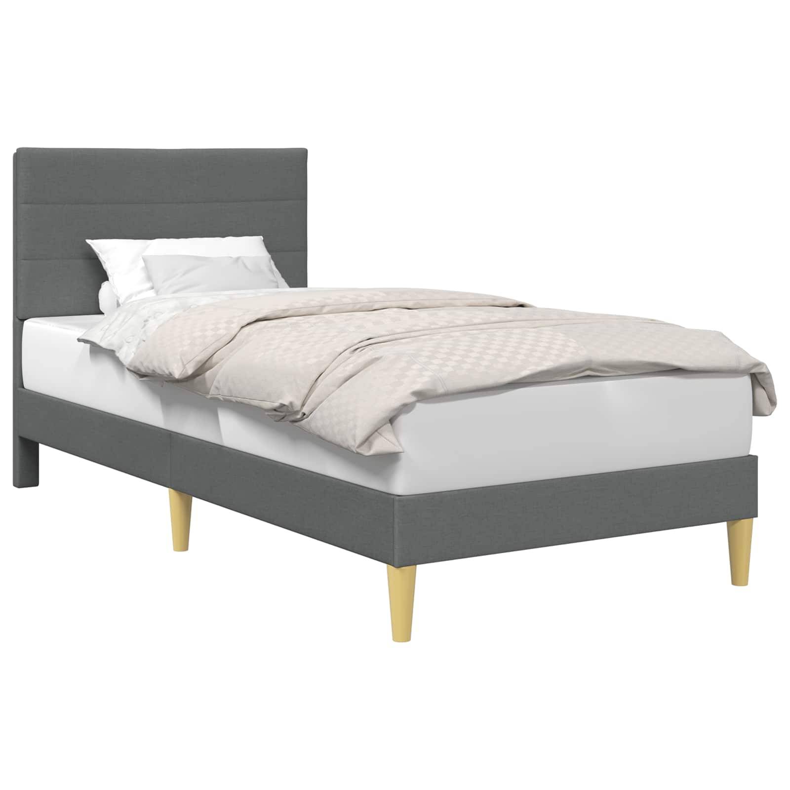 vidaXL Bettrahmen mit Kopfteil Dunkelgrau 100 x 203 cm Stoff