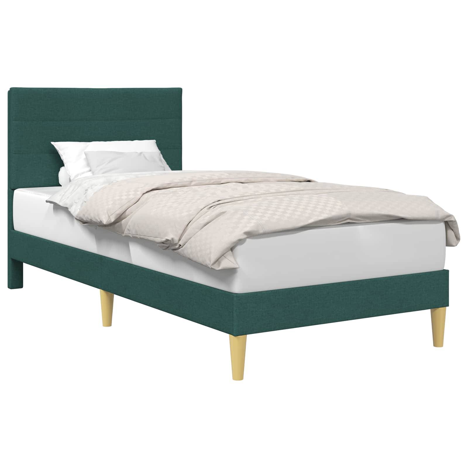 vidaXL Bettrahmen mit Kopfteil Dunkelgrün 90 x 190 cm Stoff