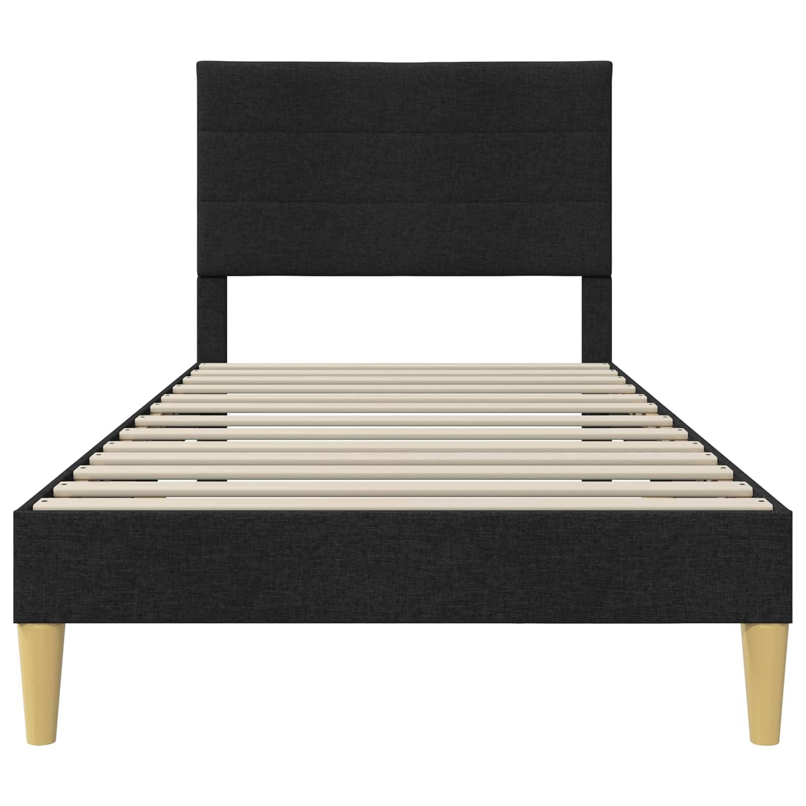 vidaXL Bettrahmen mit Kopfteil Schwarz 90 x 190 cm Stoff