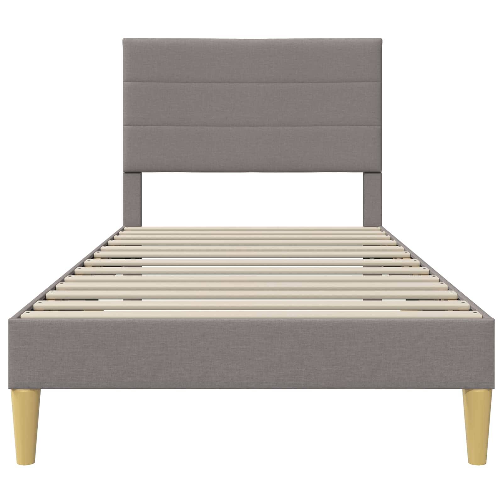 vidaXL Bettrahmen mit Kopfteil Taupe 90 x 200 cm Stoff
