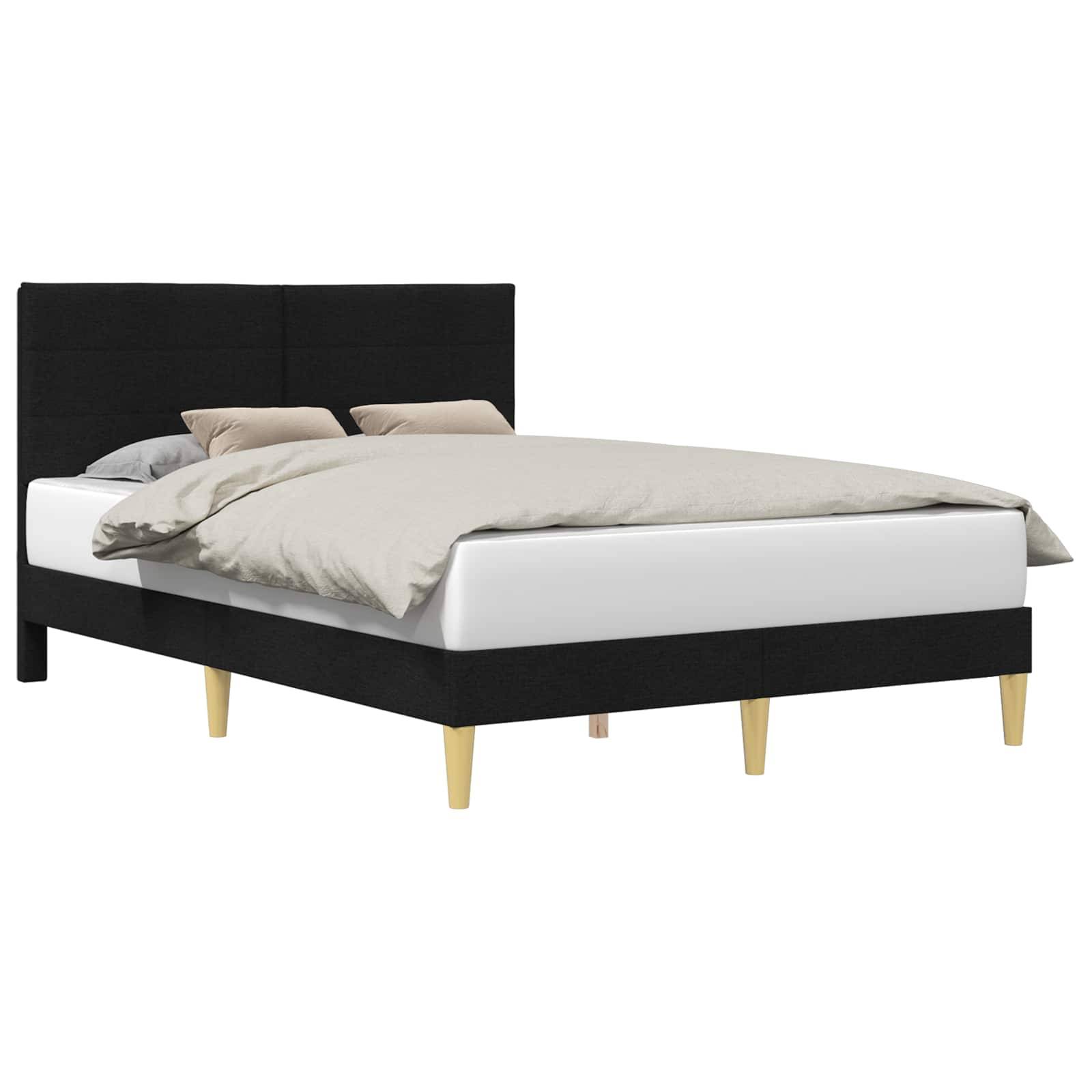 vidaXL Bettrahmen mit Kopfteil Schwarz 160 x 200 cm Stoff