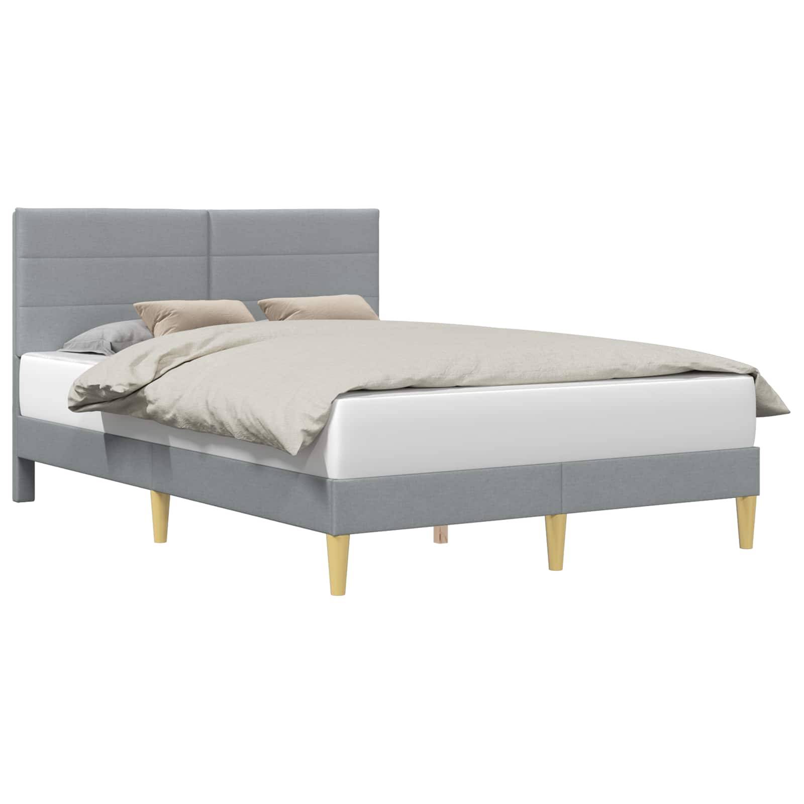 vidaXL Bettrahmen mit Kopfteil Hellgrau 120 x 190 cm Stoff