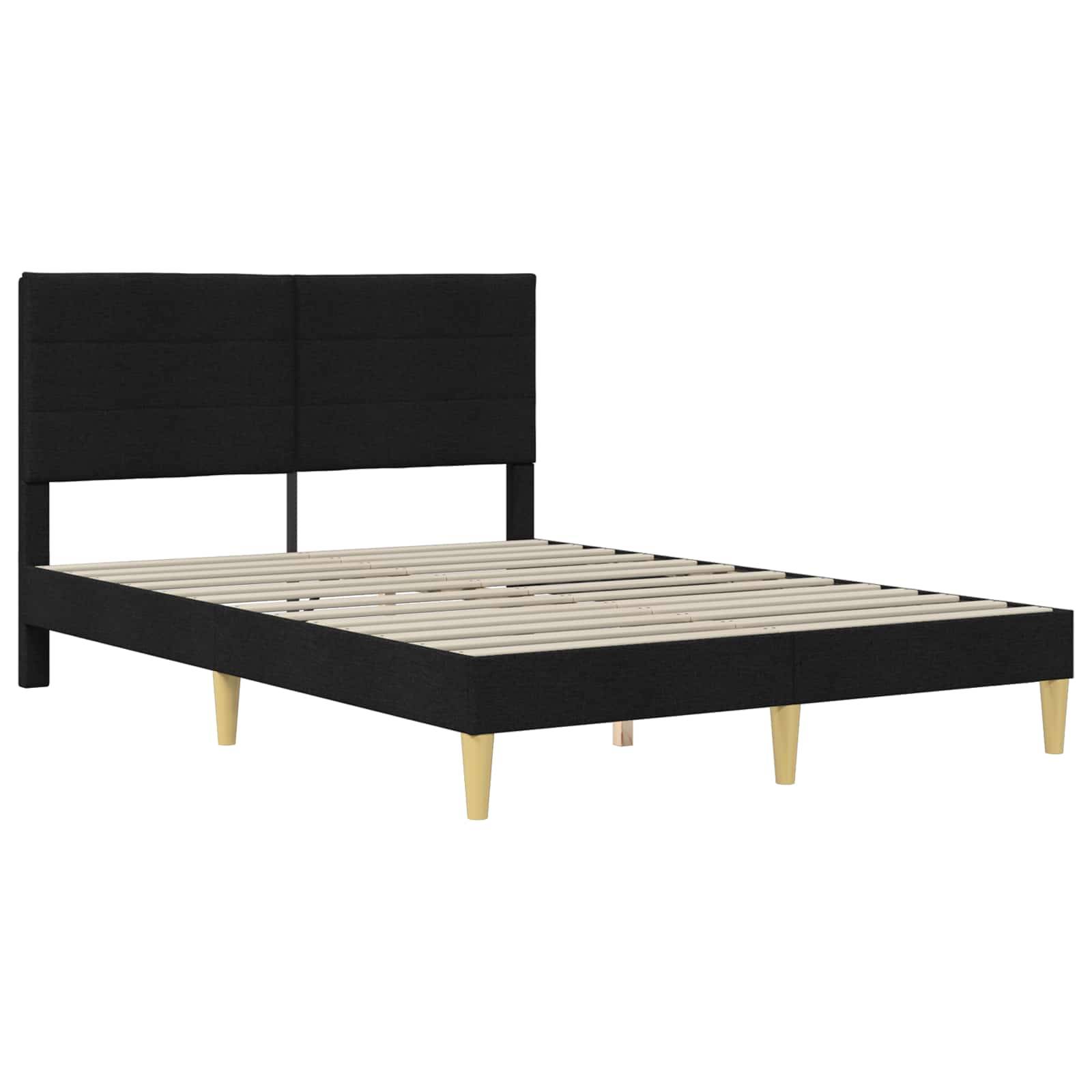 vidaXL Bettrahmen mit Kopfteil Schwarz 160 x 200 cm Stoff
