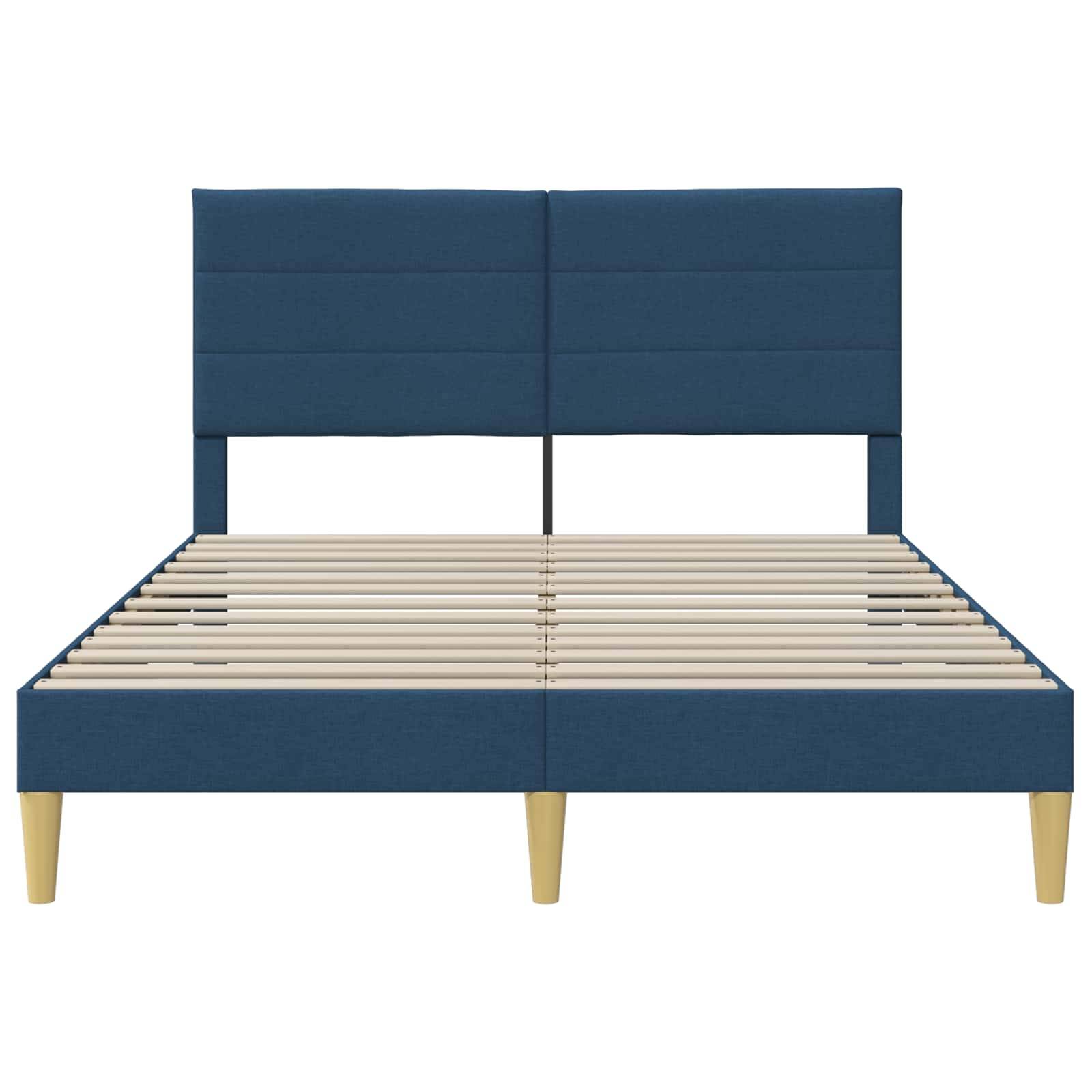 vidaXL Bettrahmen mit Kopfteil Blau 140 x 200 cm Stoff
