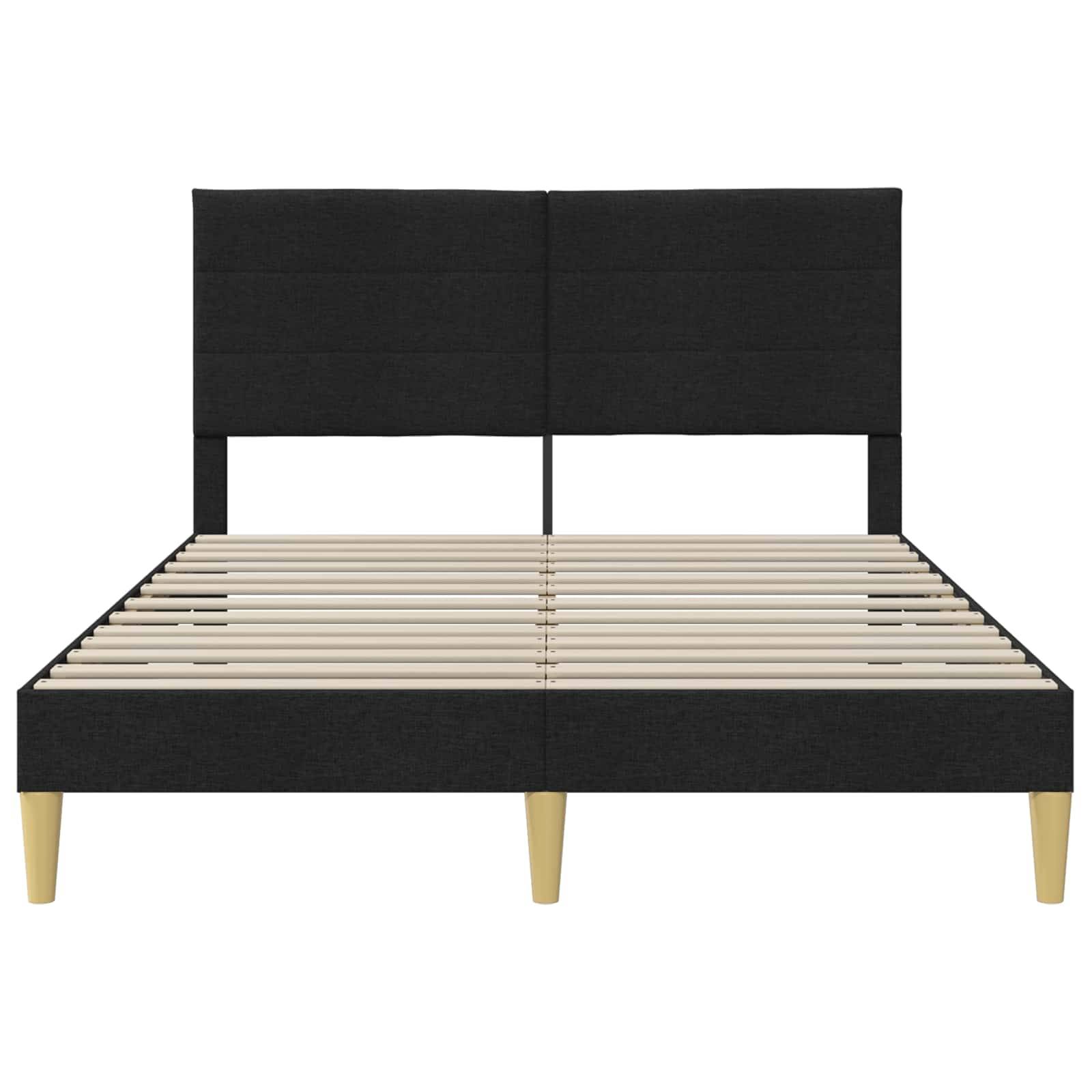 vidaXL Bettrahmen mit Kopfteil Schwarz 160 x 200 cm Stoff