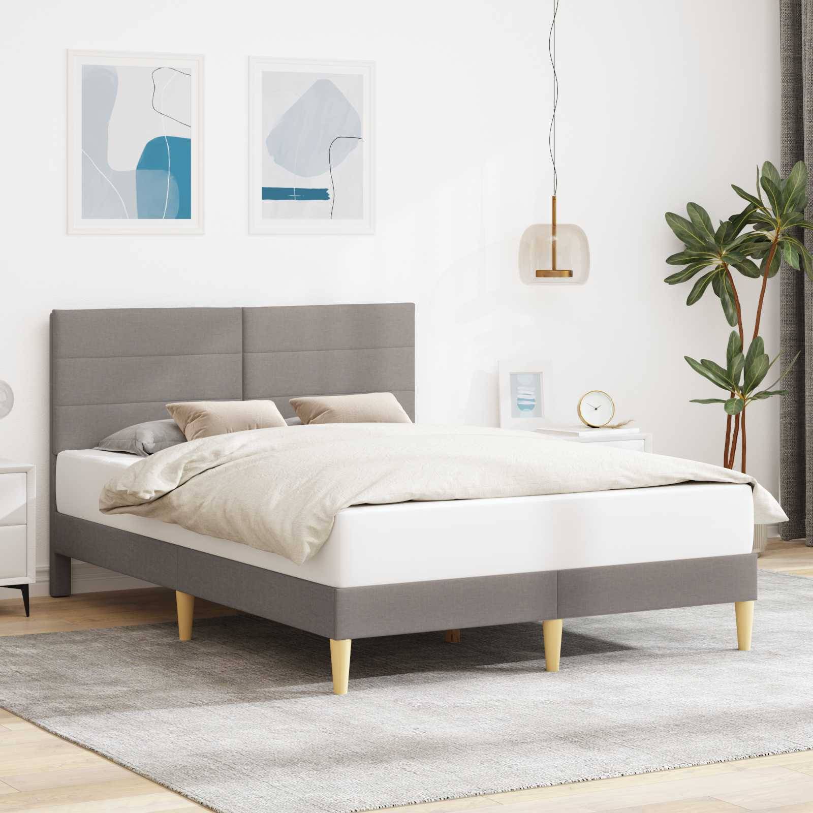 vidaXL Bettrahmen mit Kopfteil Taupe 160 x 200 cm Stoff