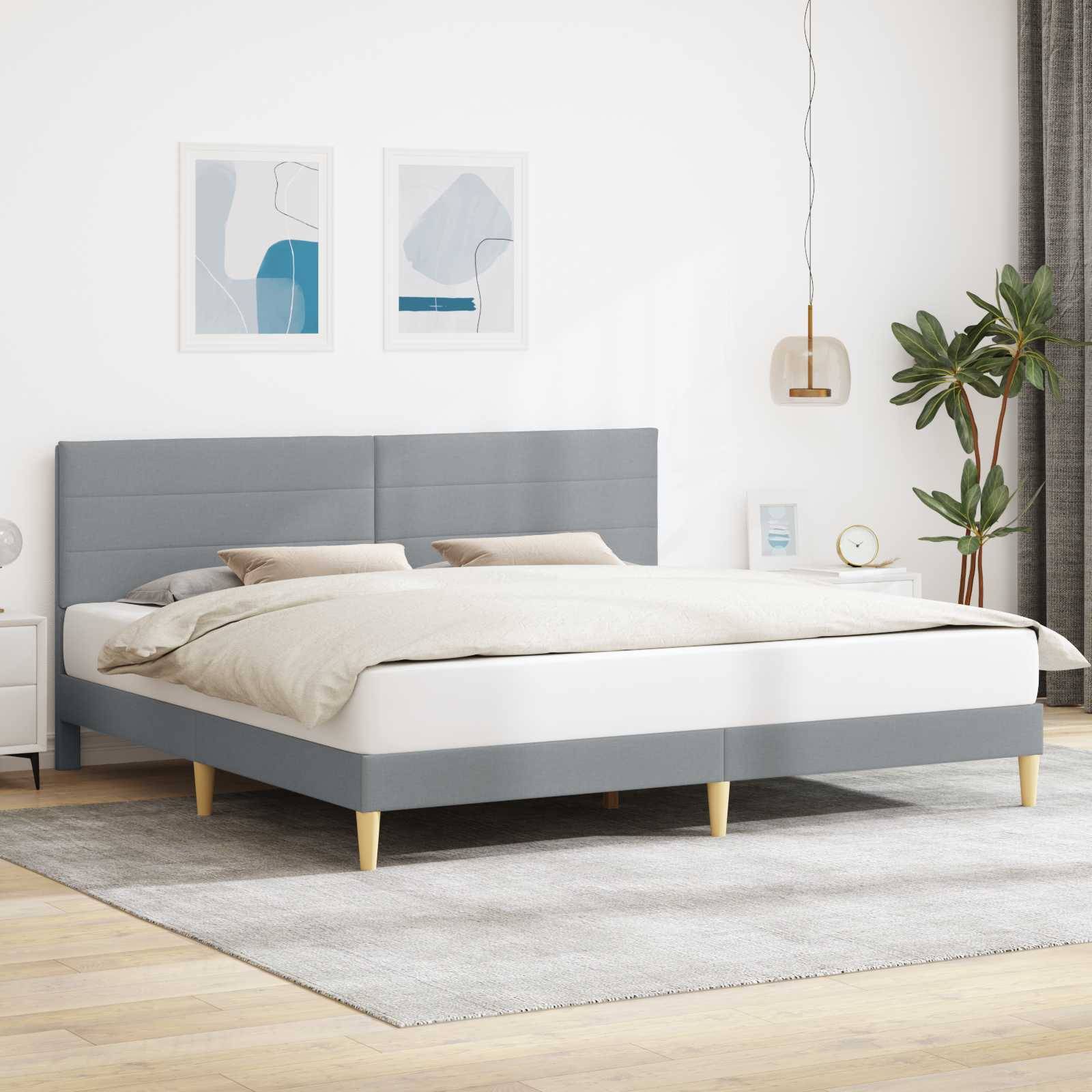 vidaXL Bettrahmen mit Kopfteil Hellgrau 180 x 200 cm Stoff
