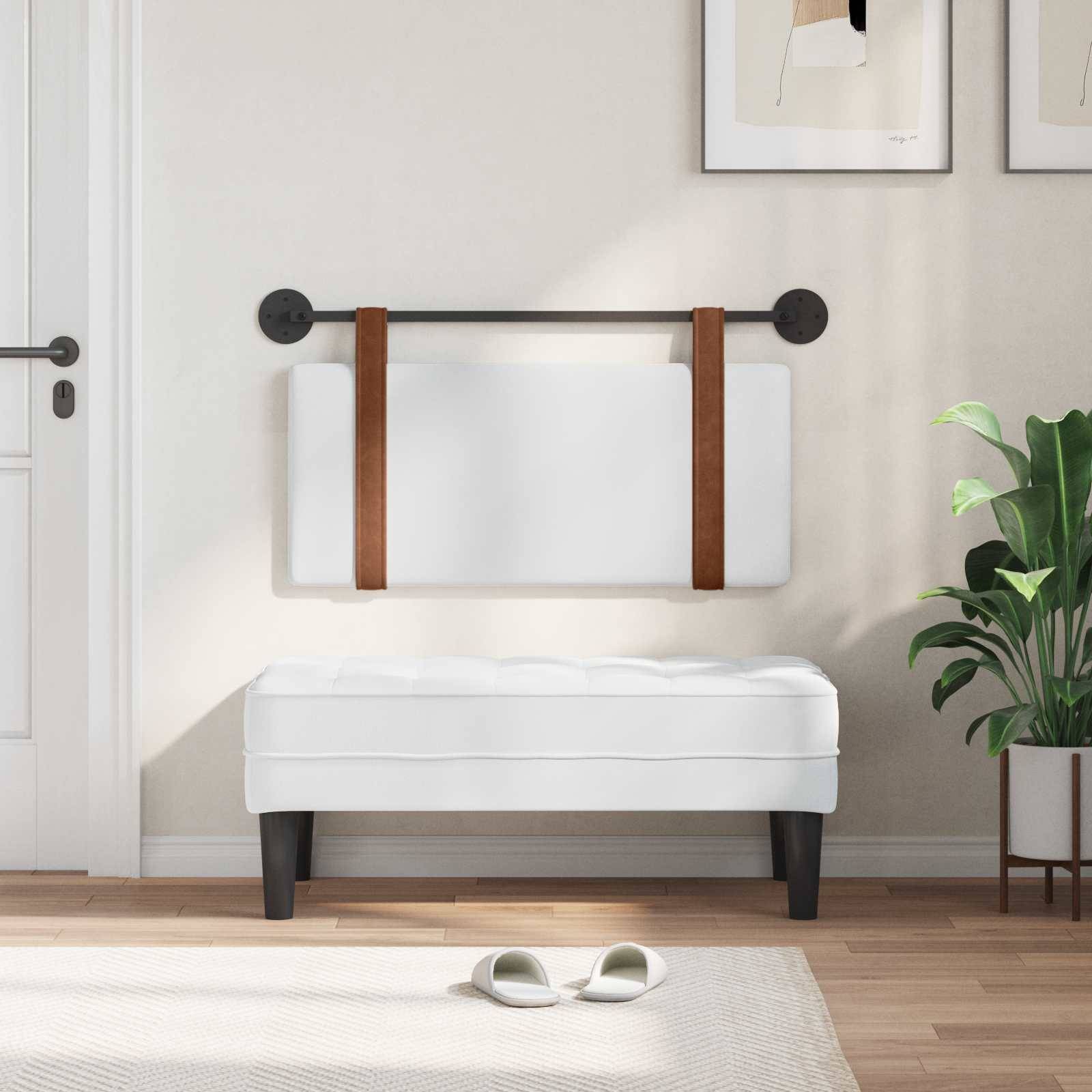 vidaXL Hängendes Kopfteil Weiß Antikes PU