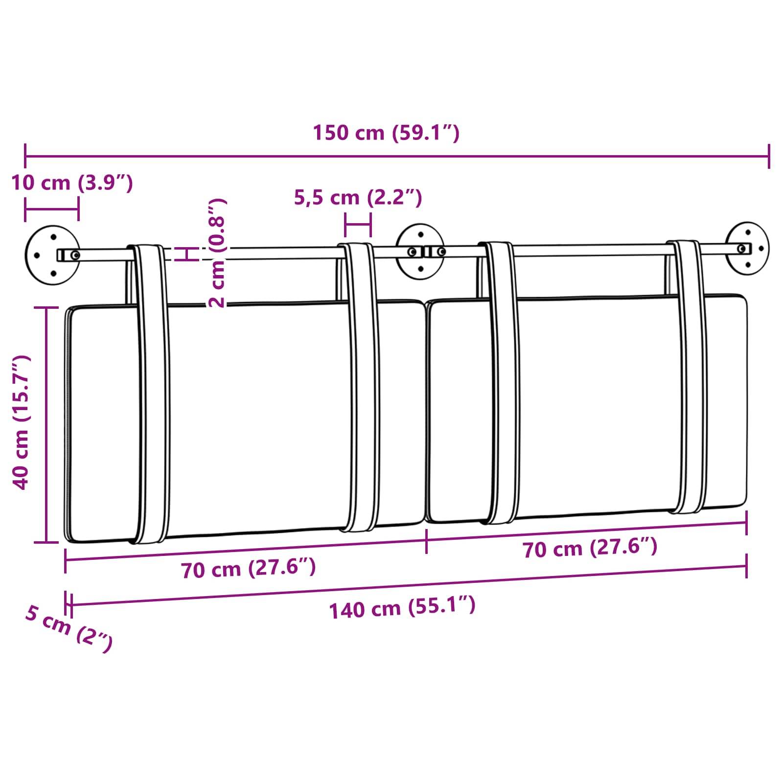 vidaXL Hängendes Kopfteil Weiß Stoff