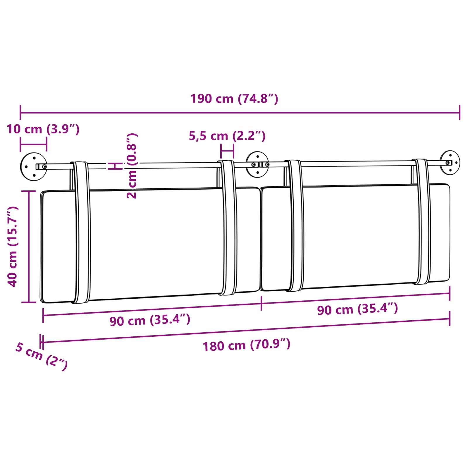 vidaXL Hängendes Kopfteil Taupe Stoff